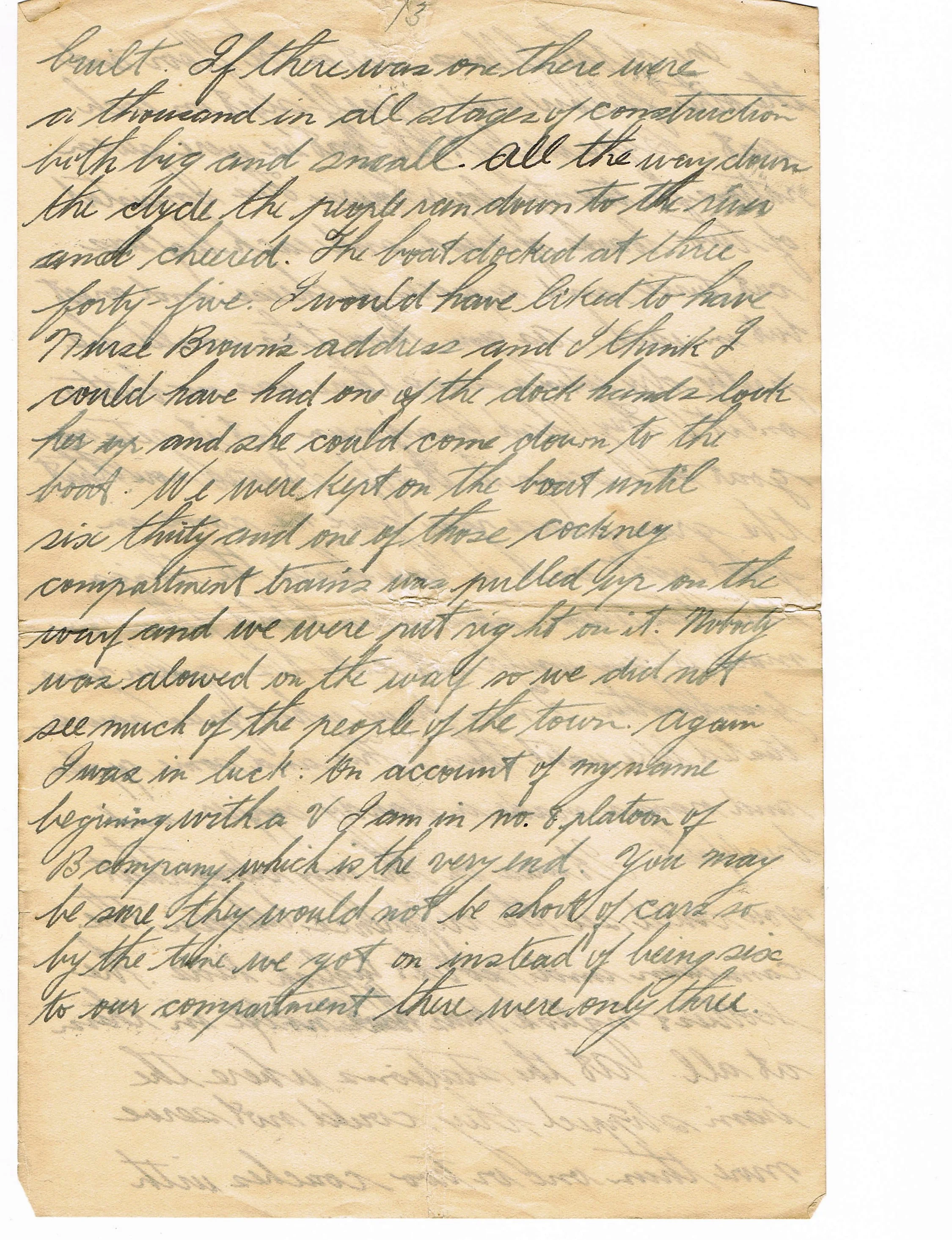 13th page of handwritten letter