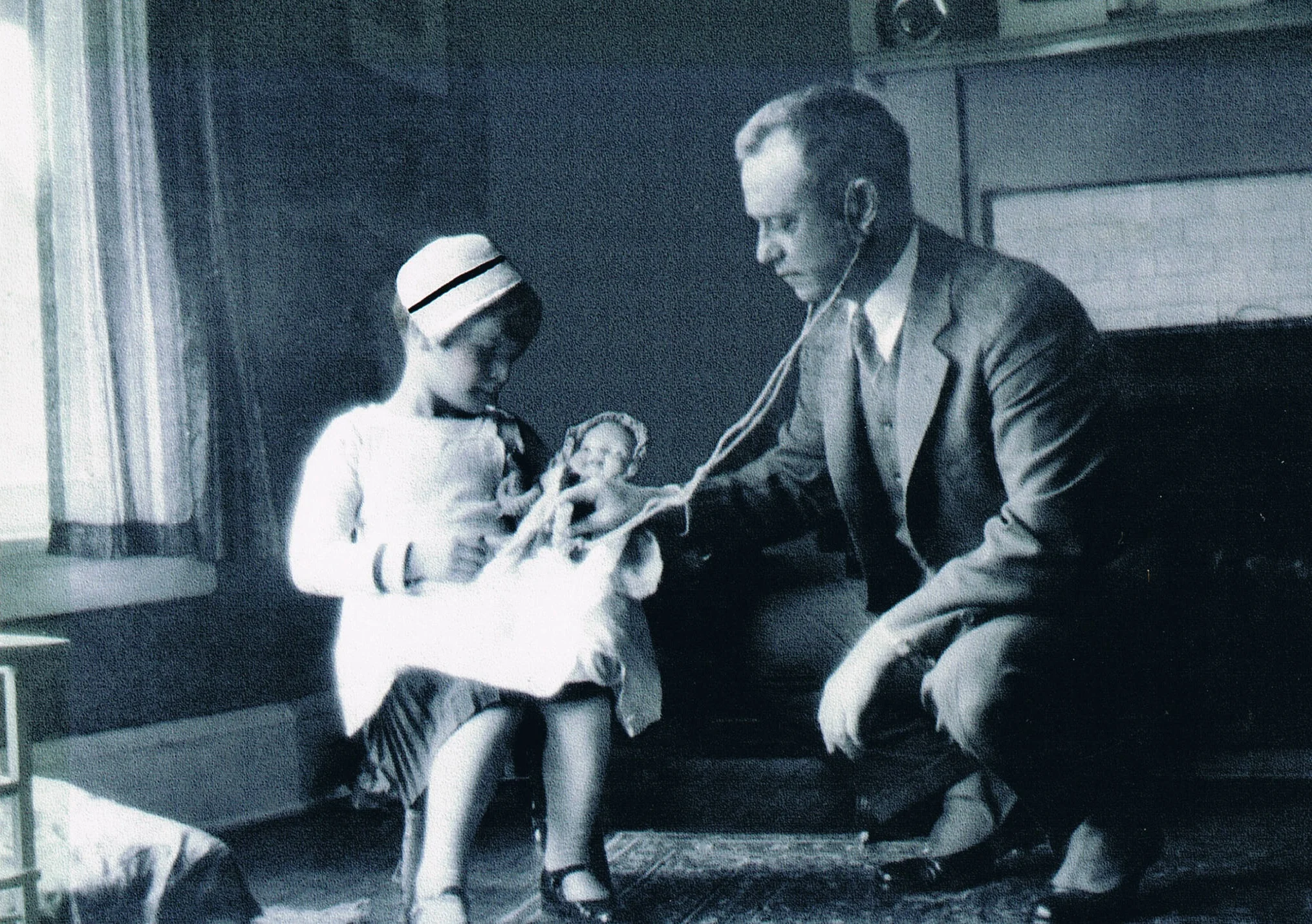 My mother’s first foray into medicine - with her father in the early 1930s.