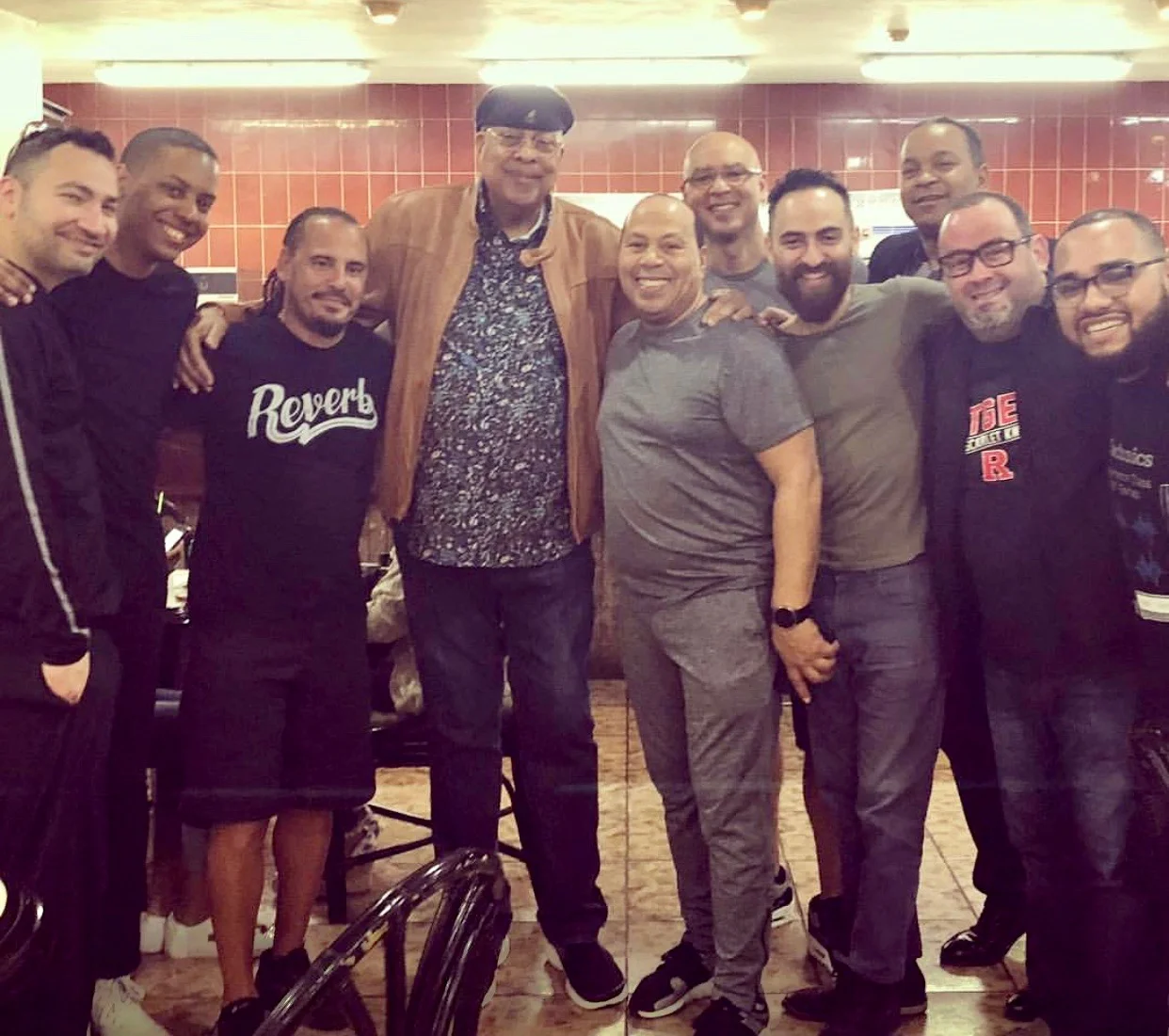 Pictured here is Marcos Torres with friends of the show Marc Quinones, Bobby Allende, Marcos Lopez, Javier Raez and the great Chucho Valdez.