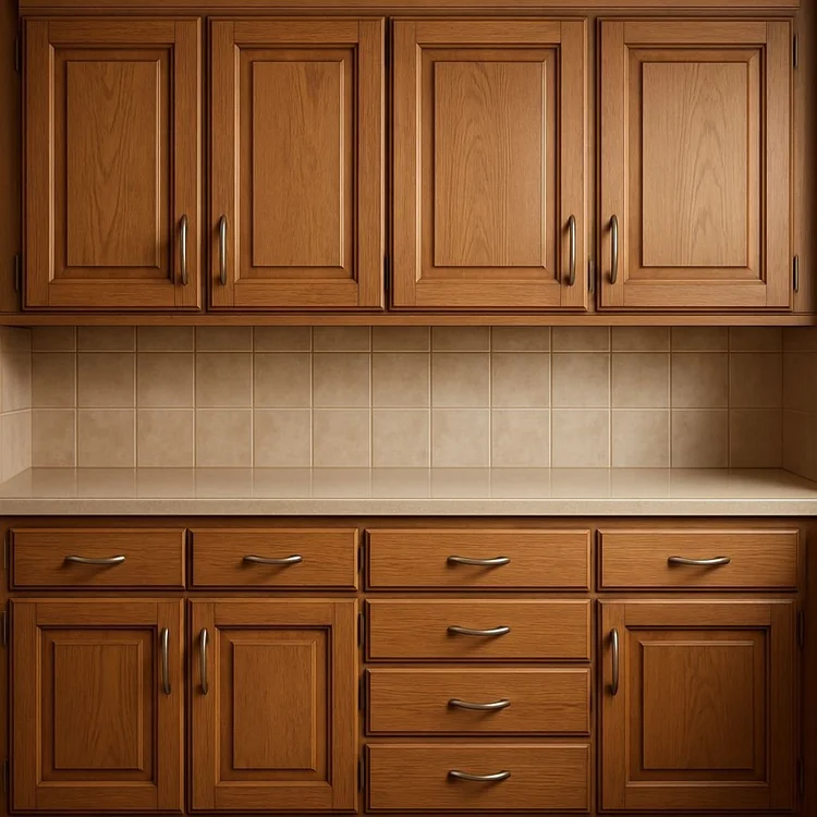 Wood kitchen cabinetry with paneled doors