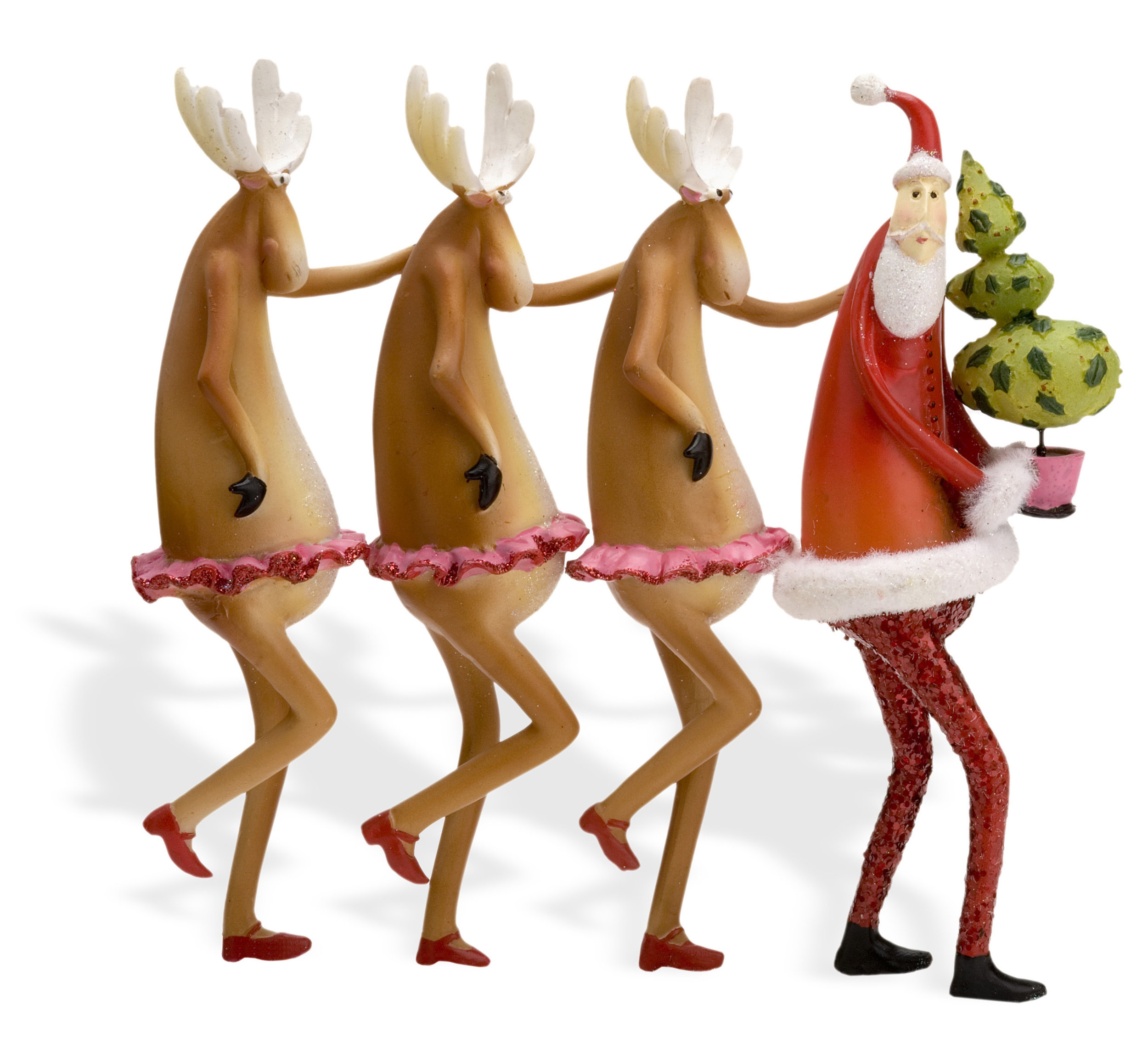 Weihnachtsmann mit tanzenden Elchen - Weihnachtsdeko