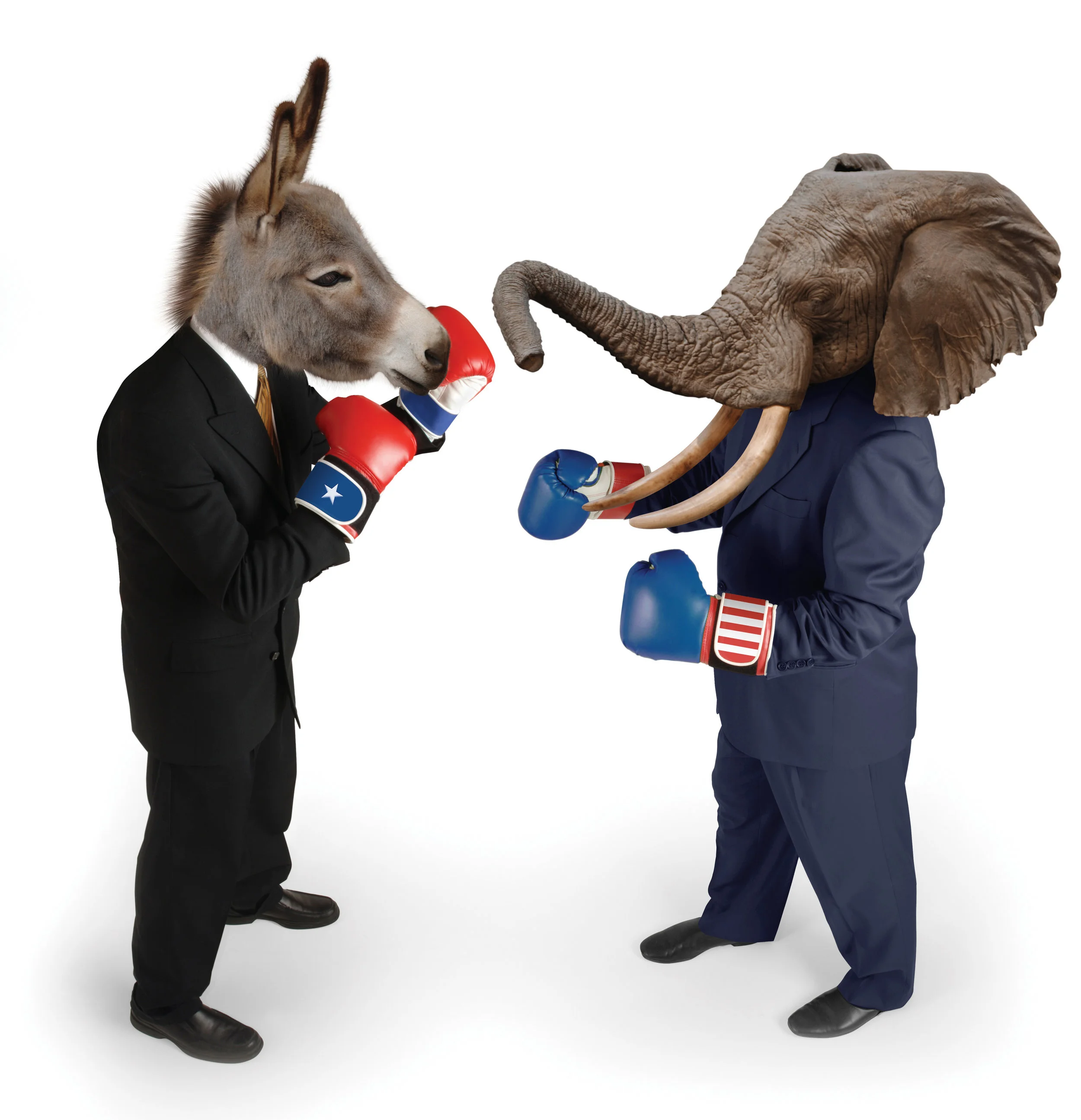 Democrat vs. Republican on white