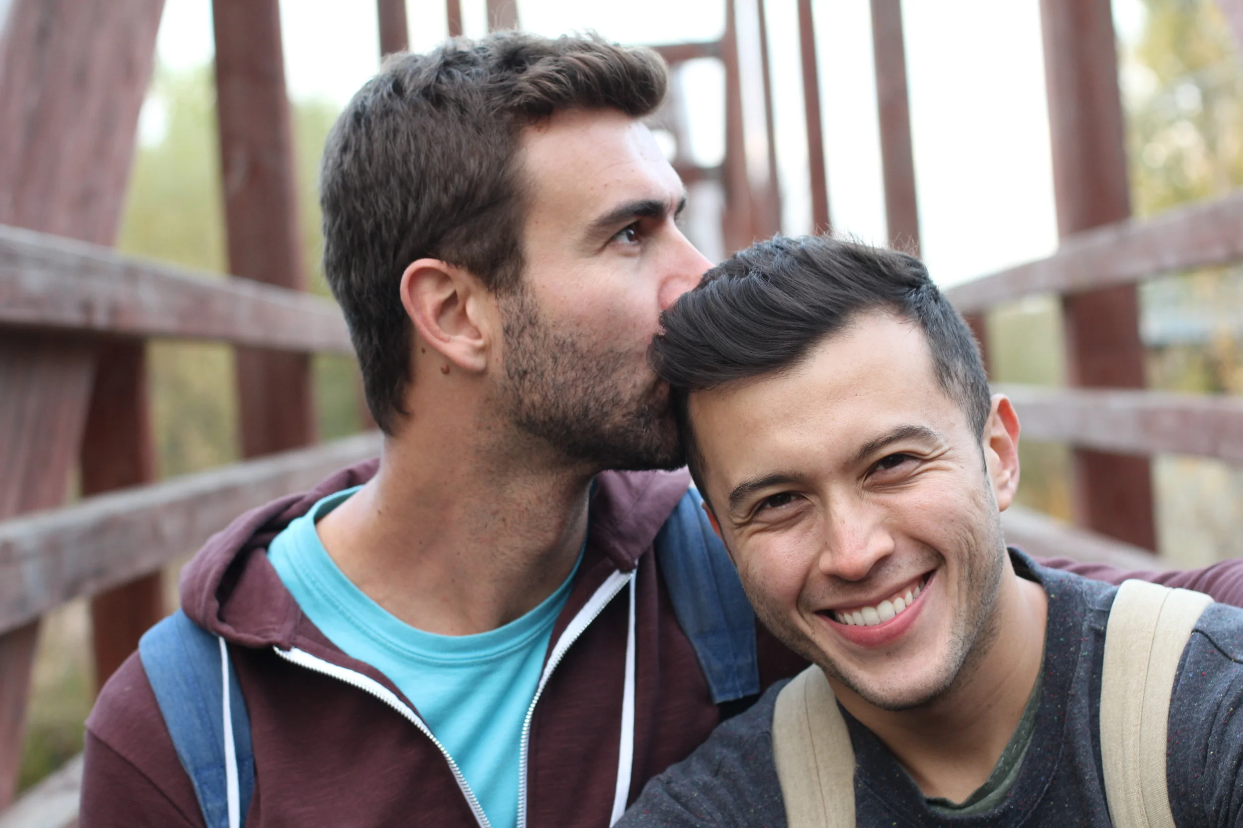 Gay couple enjoying a hike