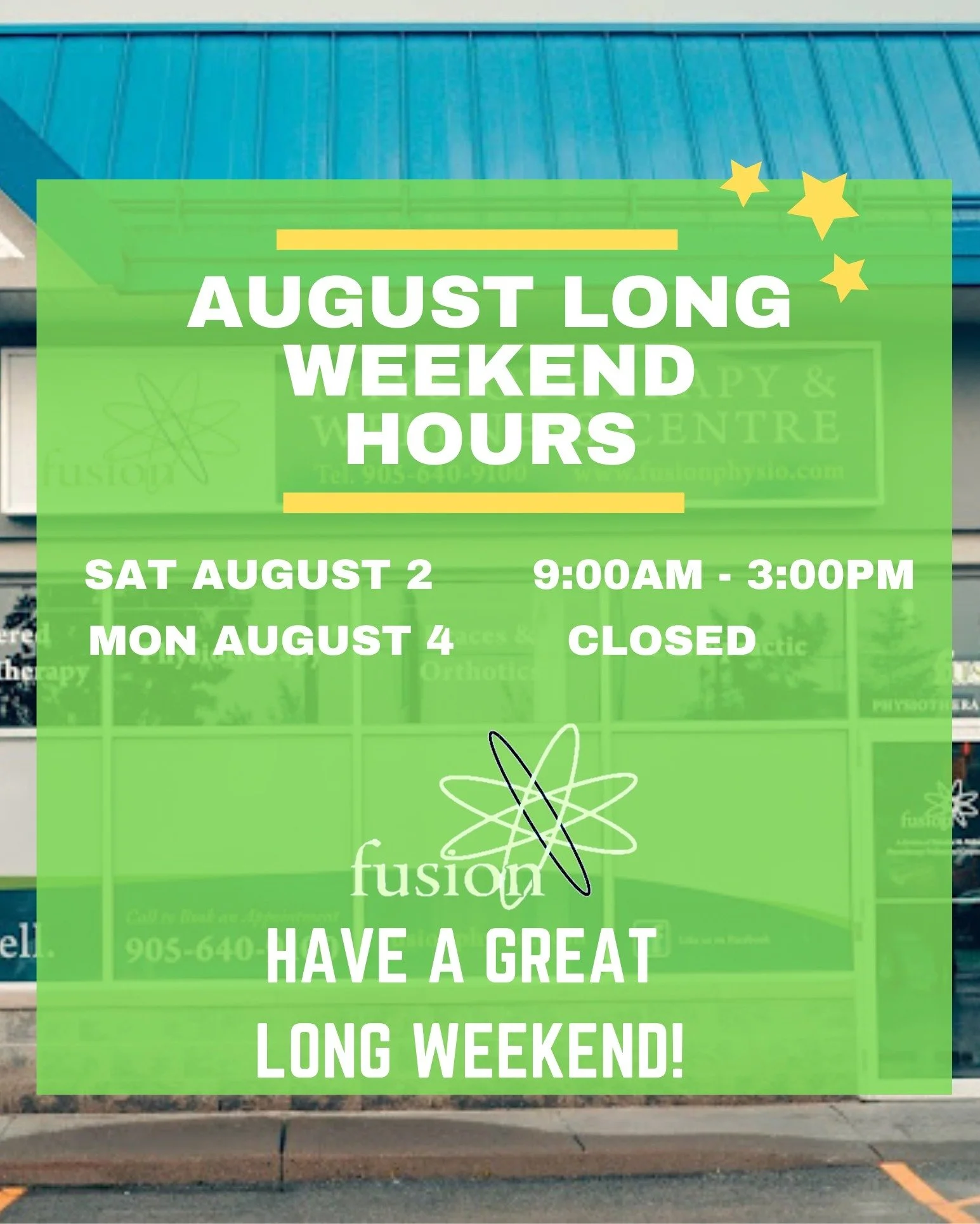 Please note that the clinic will be closed Monday August 4th for the Civic Holiday. Have a safe and happy long weekend!