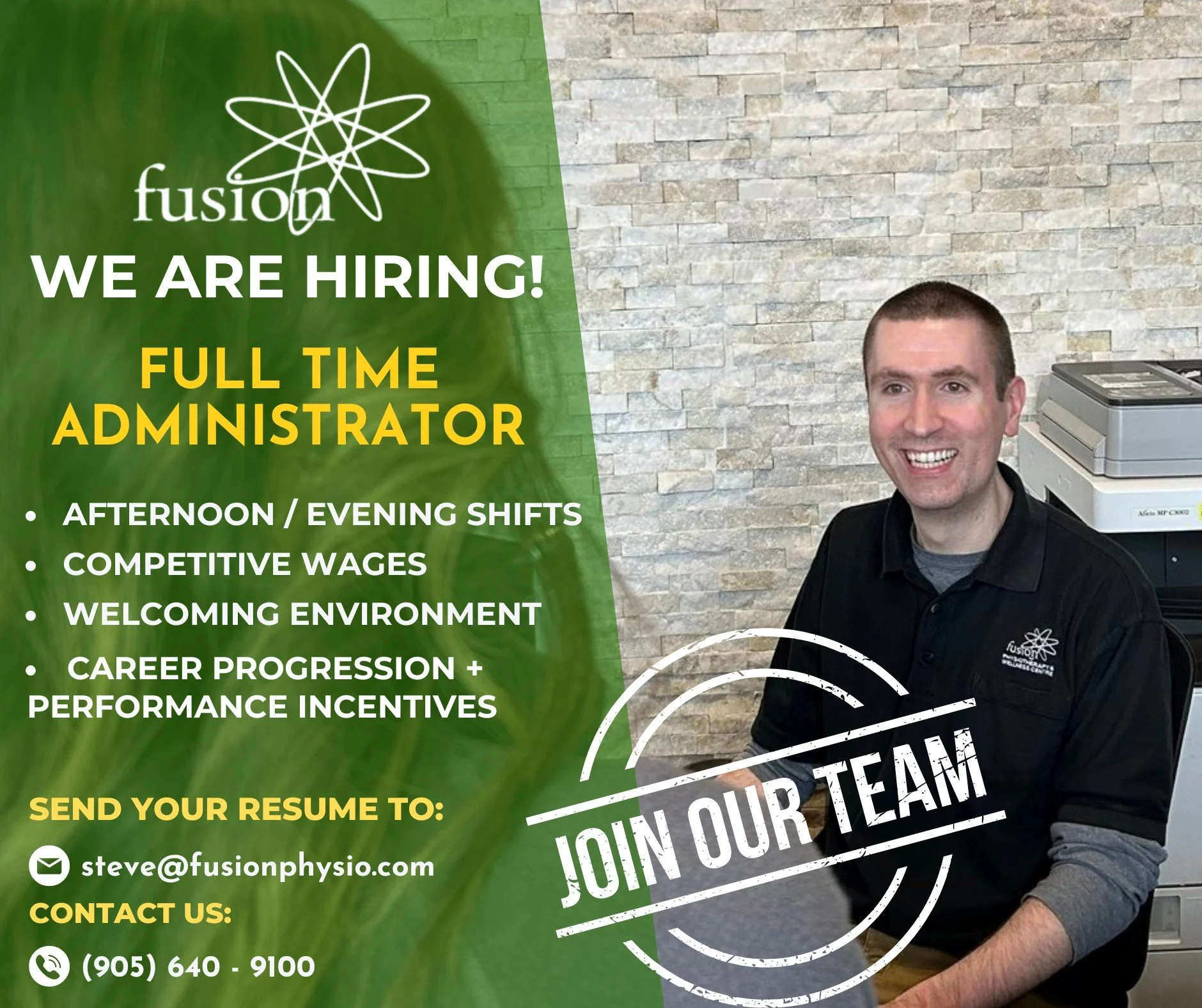 Join our award winning team! Fusion Physiotherapy is currently hiring a full time Office Administrator with an immediate start date. If you're organized, proactive, and enjoy working in a dynamic healthcare setting, we'd love to hear from you!
.
.
.
