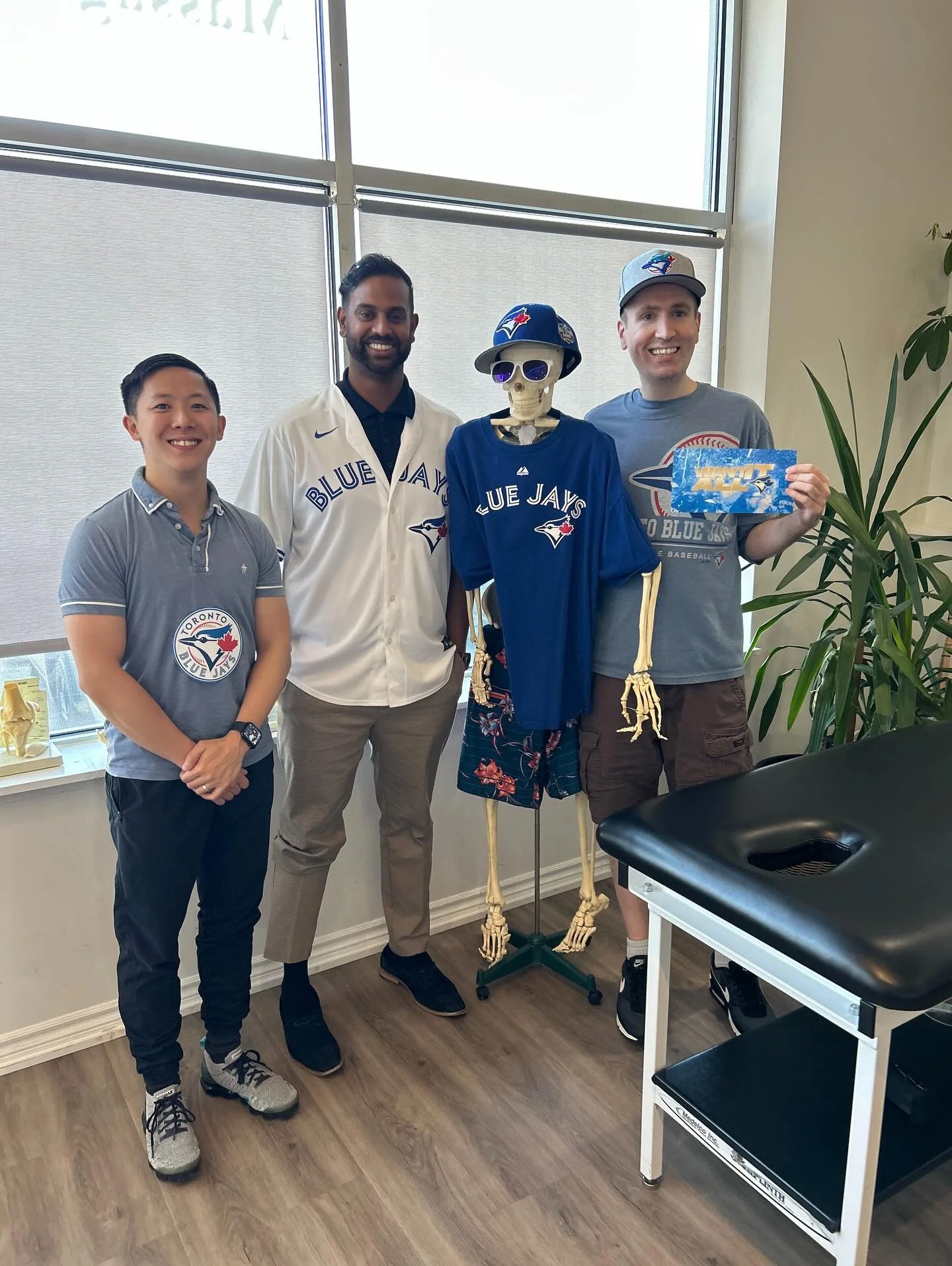 Who&rsquo;s ready for some playoff baseball?? The team at Fusion is excited to cheer on the @bluejays this weekend, and we HAD to show off our Blue Jays gear at the clinic.... Even Bucky has dressed up for the occasion!! GO JAYS GO!!! ⚾️🙌🏻😁

.
.
.