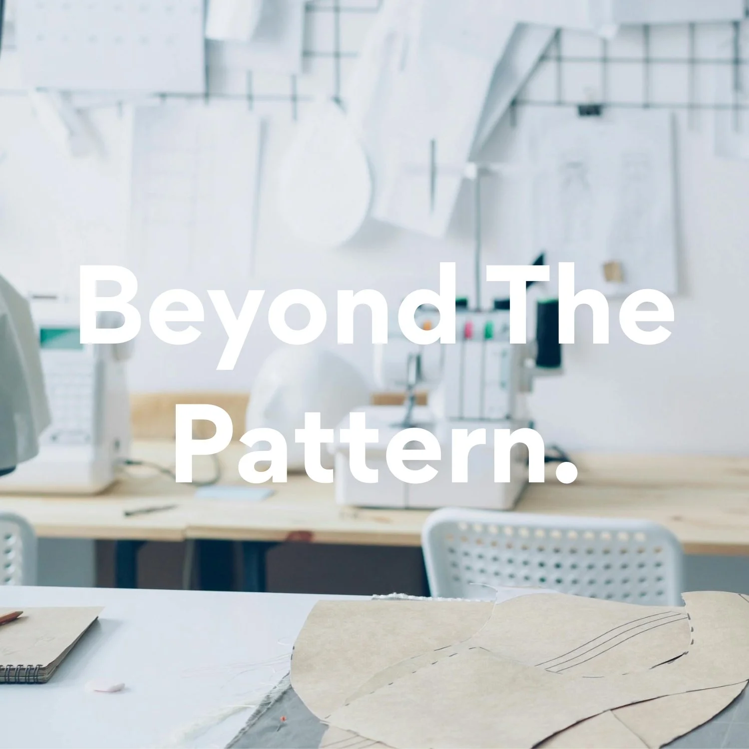 White paper fashion patterns hanging on the wall