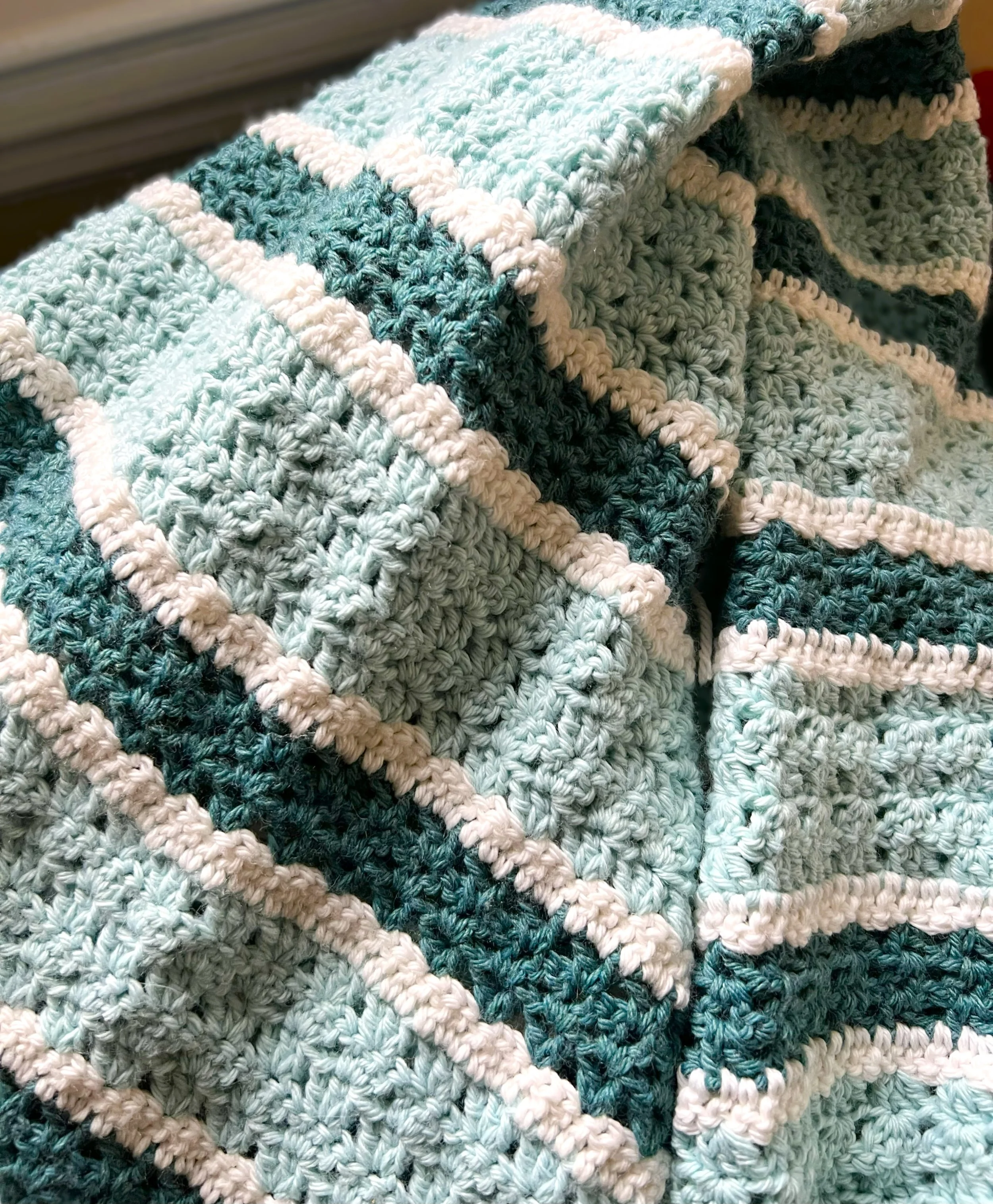 green crocheted afghan for baby