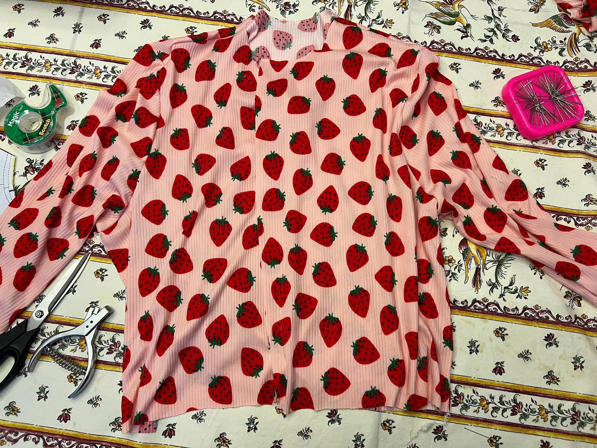 diy strawberry shirt in pink, in Summit, NJ
