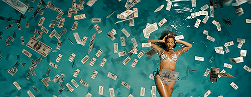 beyonce in pool with money.gif