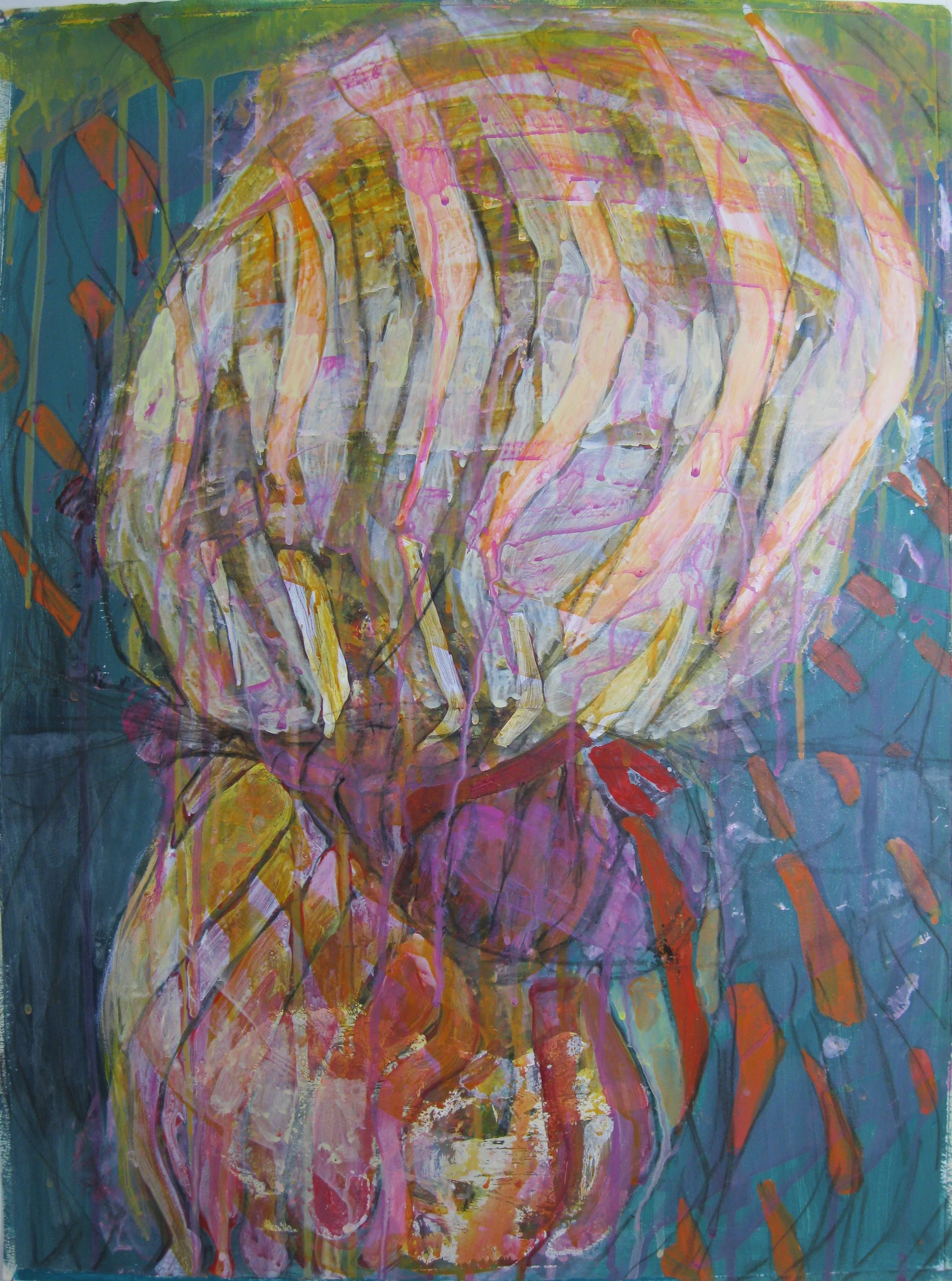 Spilling - acrylic on paper - 24 x 18