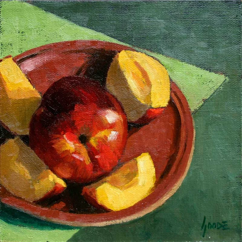 Nectarines on a Brown Plate