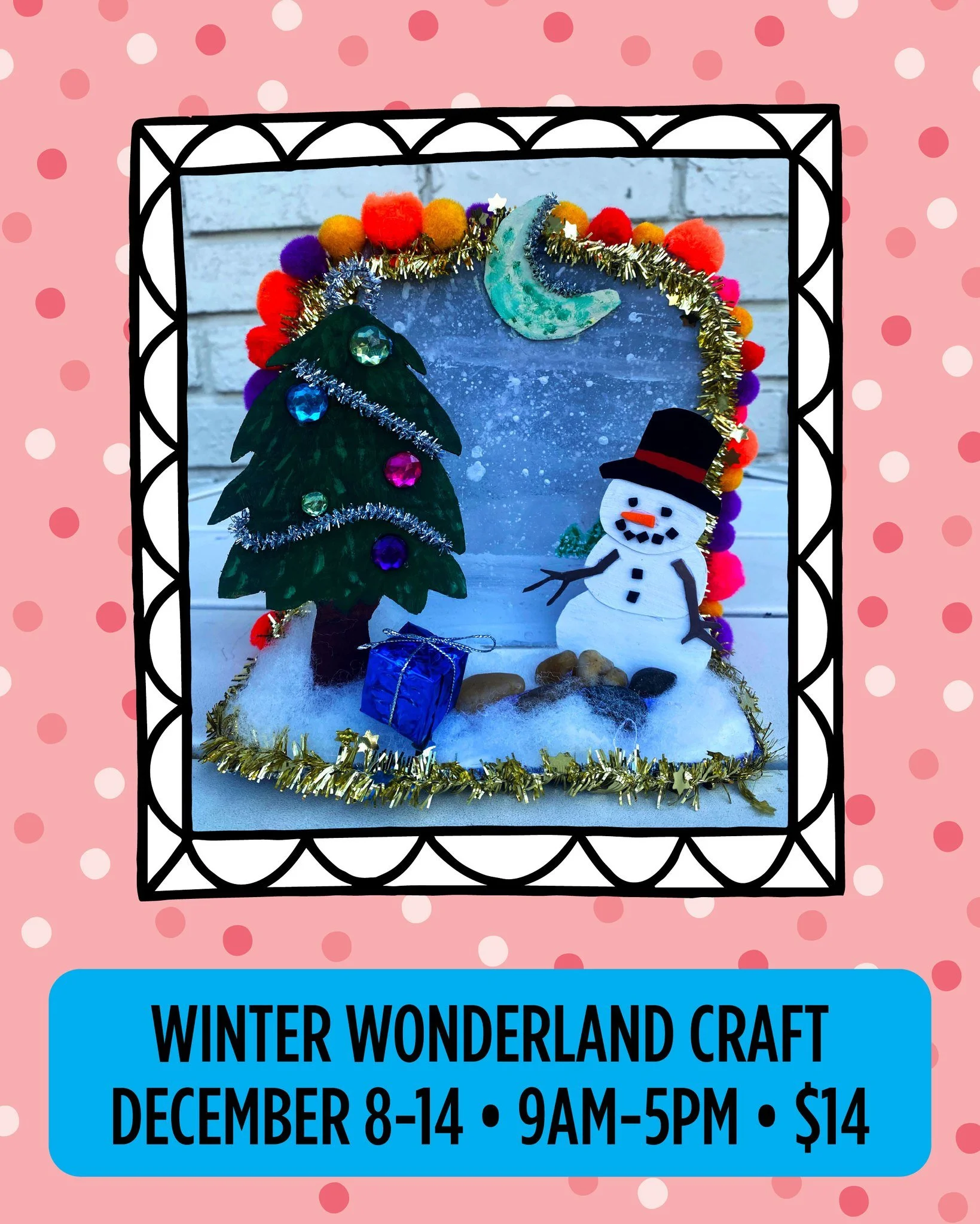 Join us for the Winter Wonderland craft through December 14! 

Our art space is open daily from 9 a.m.&ndash;5 p.m., no reservation needed. Just drop in, grab a coffee ☕, and get crafty with your kid! All projects are $14 and available during art spa
