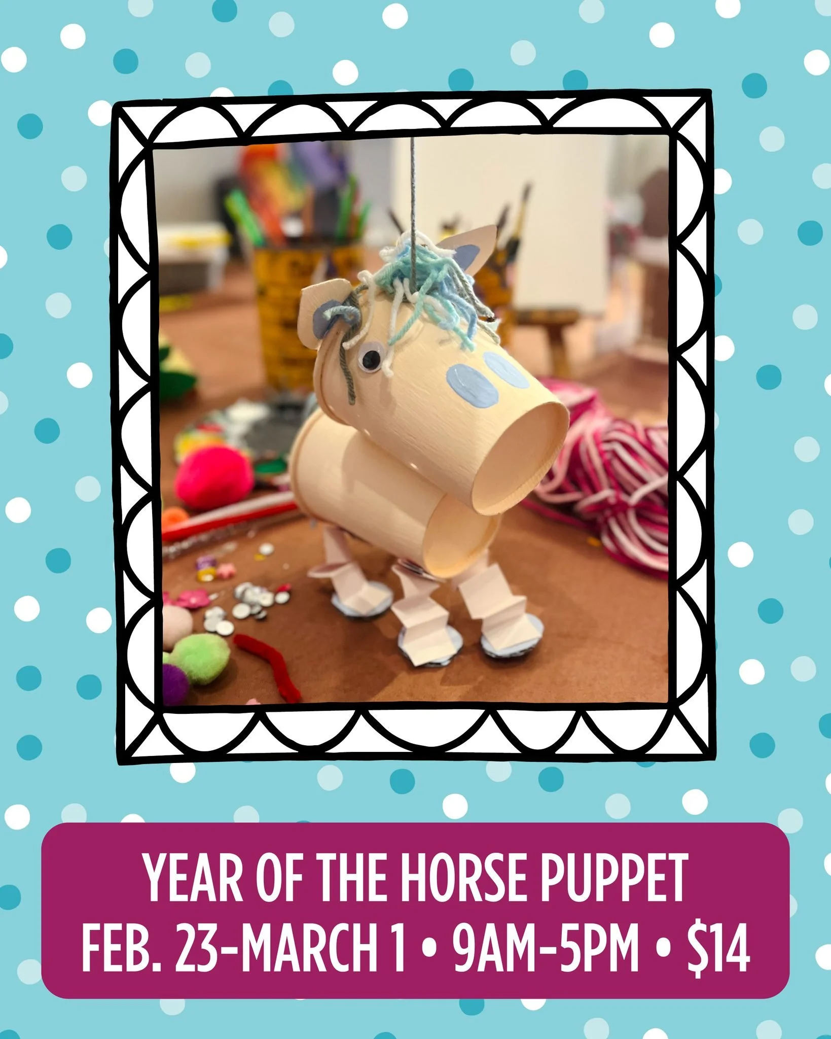 Giddy up into creativity! 🐴✨

This week&rsquo;s craft is the Year of the Horse Puppet &mdash; available daily from 9 AM&ndash;5 PM in our art space. No reservations needed!

All projects are $14 and perfect for sparking imagination at any age.

#Hen