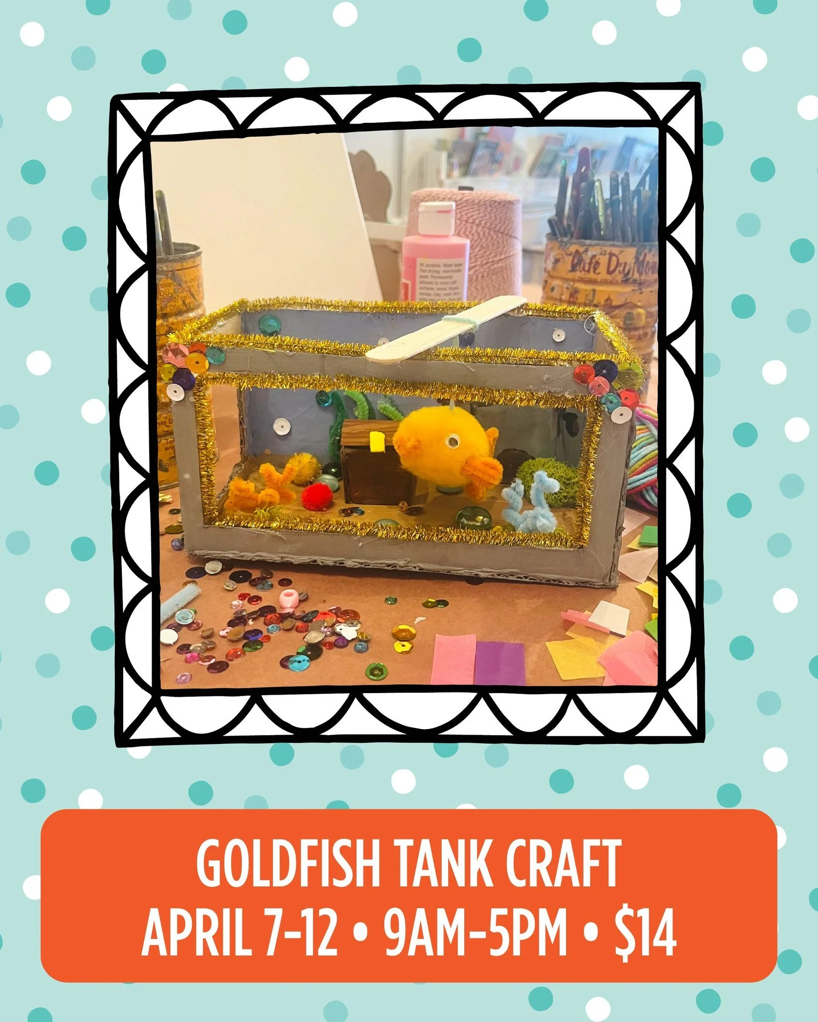🐠✨ Craft of the Week is here!

Create your own Goldfish Tank Craft from April 7&ndash;12 at Henny Penny Cafe.
No reservation needed&mdash;just drop in and create!
🖍️ $14 per project | Daily from 9 AM&ndash;5 PM

@southernmamas 💛

#HennyPennyCafe #