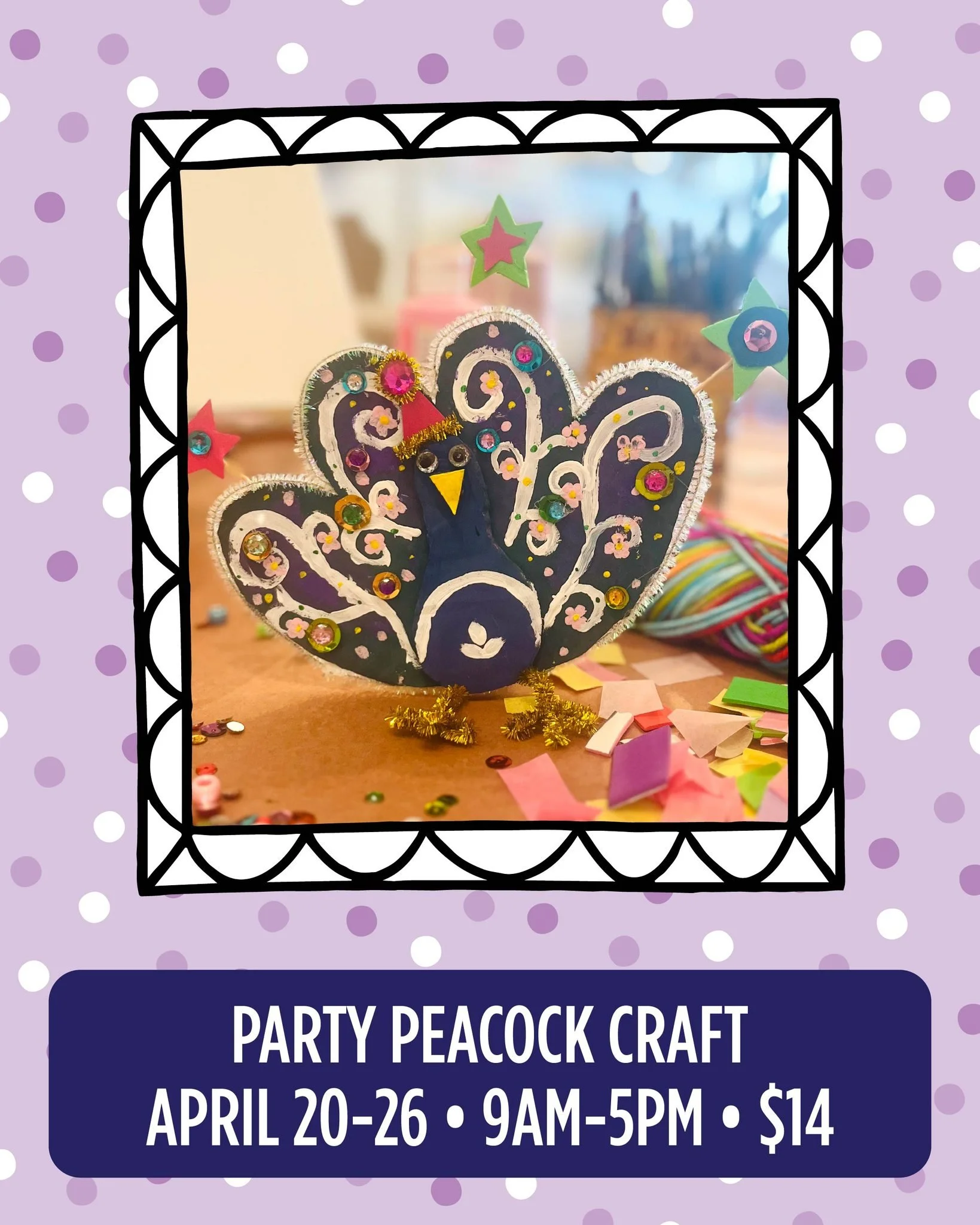 🦚 Craft of the Week: Party Peacock Craft

Bright, fun, and perfect for all ages!

No reservations needed&mdash;projects available daily 9 AM&ndash;5 PM, just $14 per project.

Swing by and get crafty!

#HennyPennyCafe #CraftOfTheWeek #PartyPeacock #