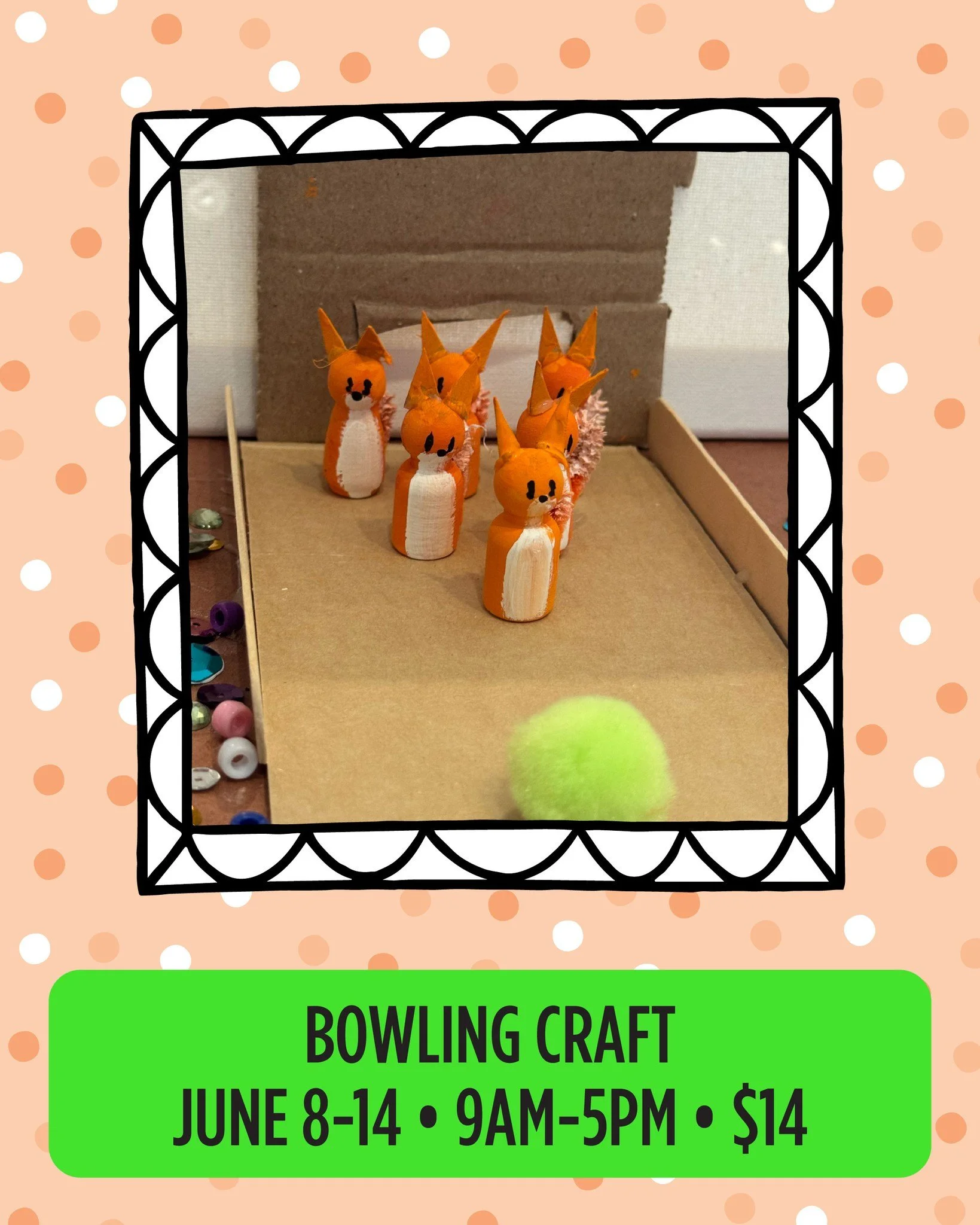 🎳 Craft of the Week: Bowling (June 8&ndash;14).

Roll into creativity with this week&rsquo;s bowling-themed project &mdash; perfect for all ages and skill levels!

Our art space is open daily from 9 AM&ndash;5 PM, so you can drop in whenever inspira