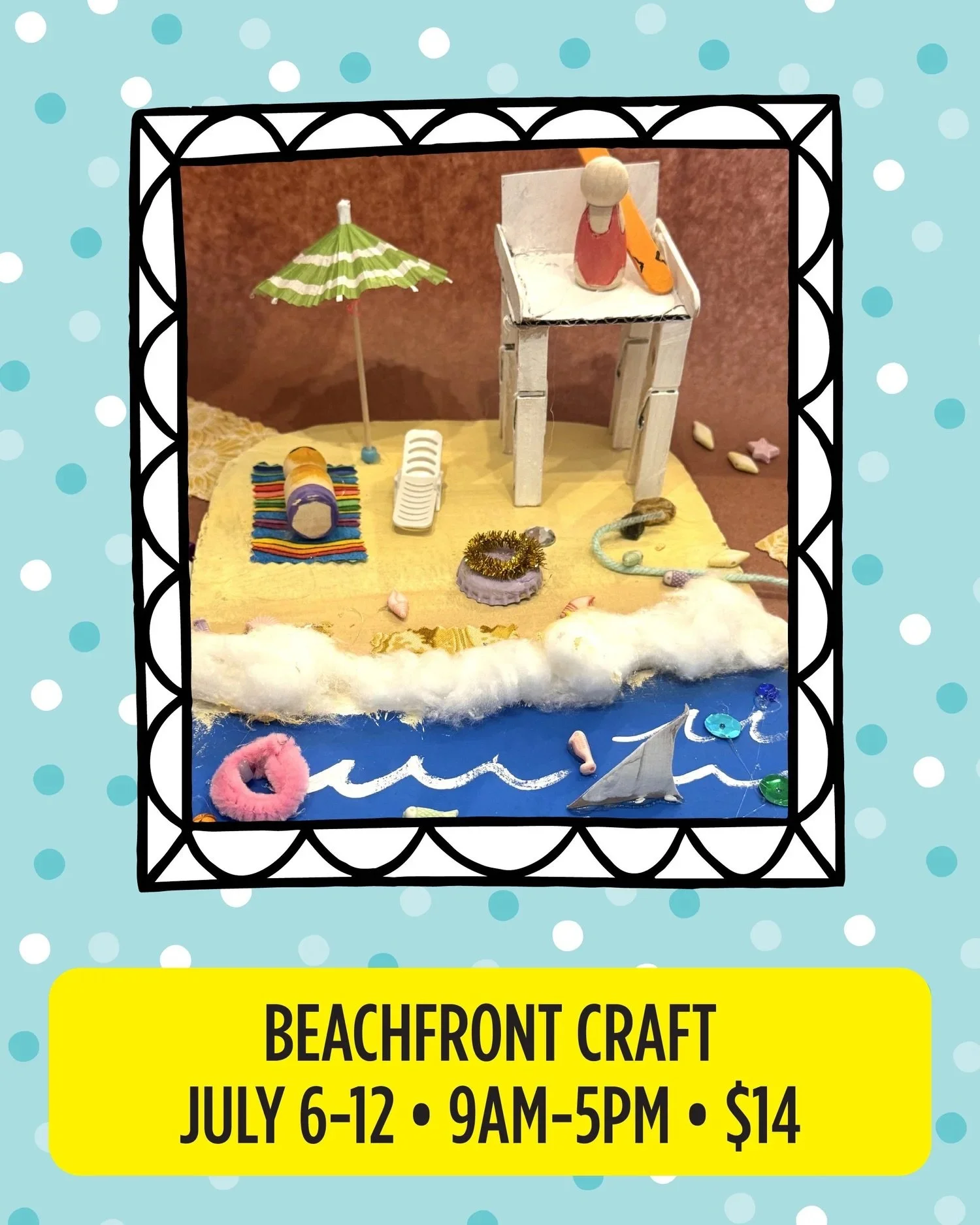 Bring a little beachy magic to your day. 🌊✨ Our craft of the week is the Beachfront Craft&mdash;available July 6&ndash;12! Drop into our Art Space anytime from 9am&ndash;5pm and create your own masterpiece. 

No reservations needed, just creativity 