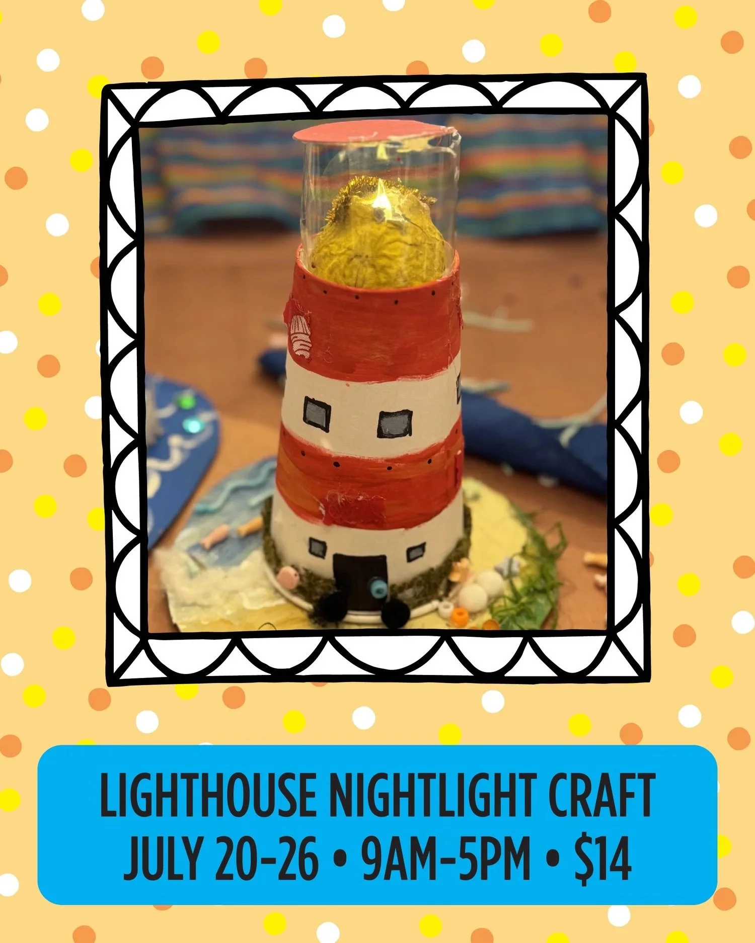 🌊✨ Let your creativity shine with our Craft of the Week: the Lighthouse Nightlight!

Stop by the Art Space any day from 9am to 5pm and create your own glowing masterpiece. No reservations needed, and all projects are just $14. Whether you're explori