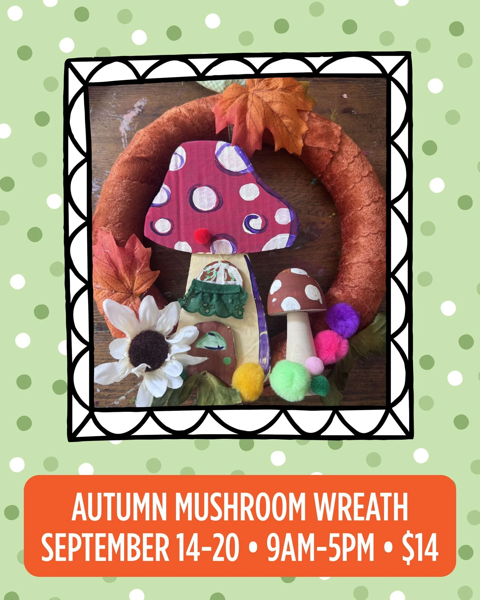🎨 🍄Looking for a fun activity for the kids this week? Stop by our Art Space today through Sunday and create an adorable Autumn Mushroom Wreath. It's the perfect chance for little artists to explore their creativity, make memories, and enjoy a speci