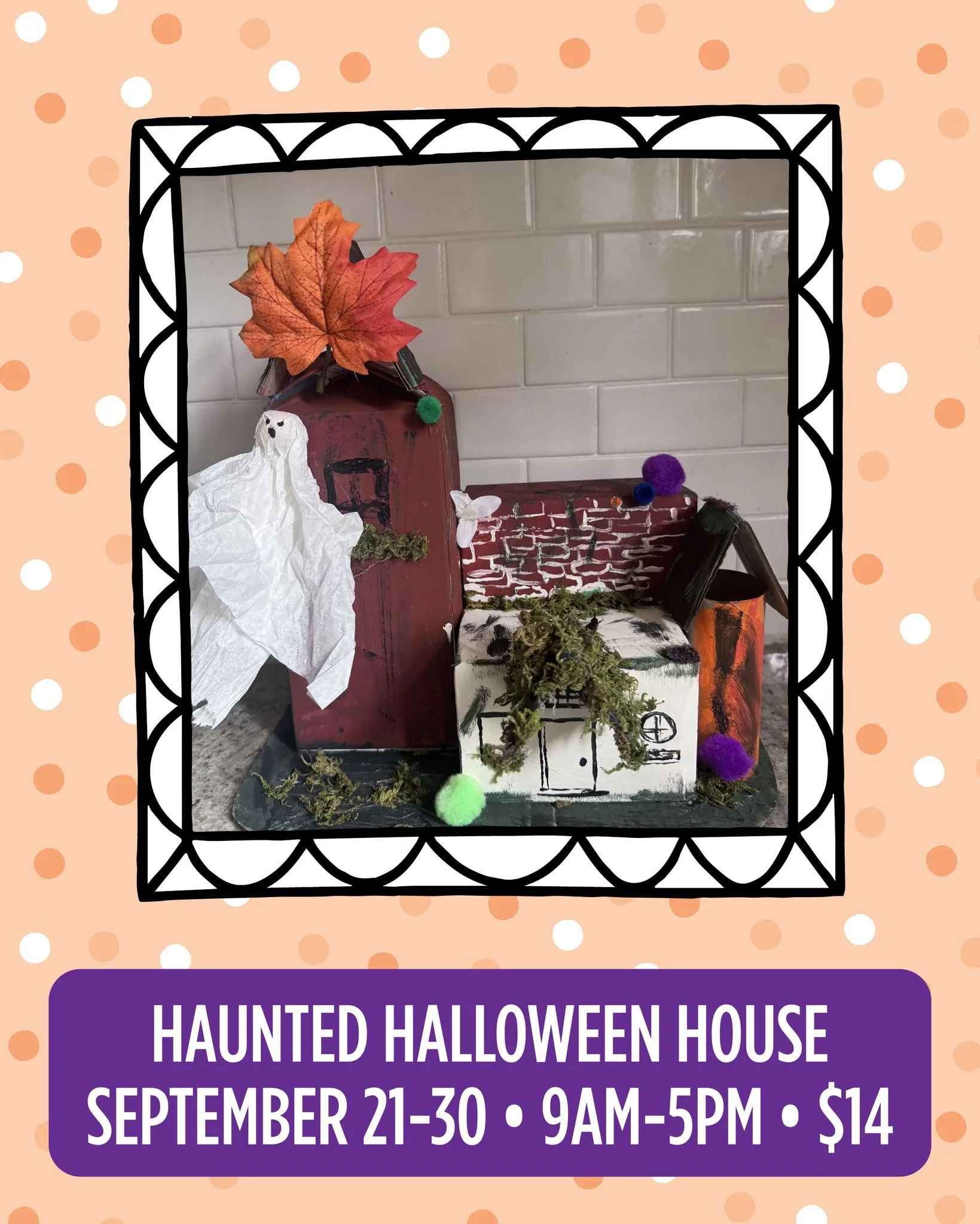 🎃 HAUNTED HALLOWEEN HOUSE WEEK IS HERE! 🎃

Starting September 21, kids can create their own Haunted Halloween House in our Art Space all week long!

👻 Fun for little artists
🎨 Hands-on creativity every day
🍪 Fresh-baked pastries made daily
☕ Cof