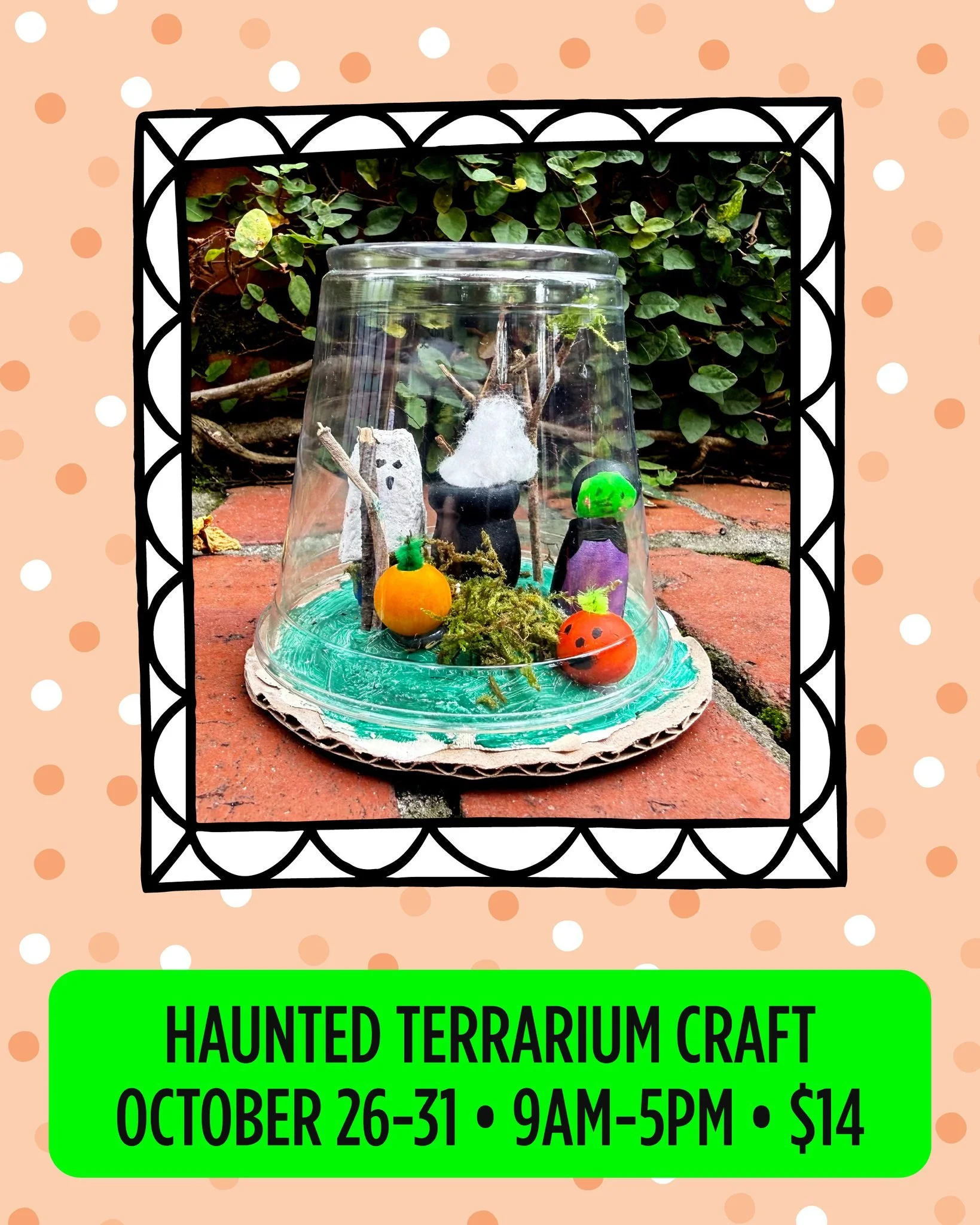 Get creative with our Haunted Terrarium Craft! 🕸️👻 Build your own spooky miniature world and take home a frightfully fun masterpiece. 
 
📅 Now - October 31 
⏰ 9 AM - 5 PM 
💲 $14 per craft 
 
Bring the family, enjoy some fresh-baked pastries, and 