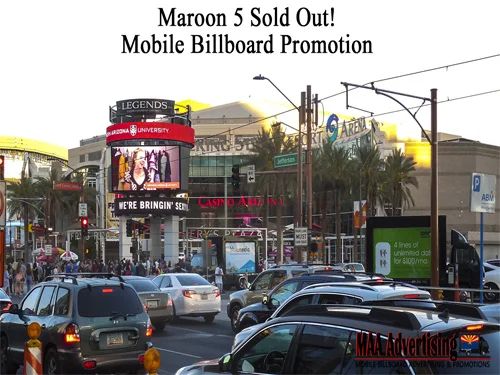 Sold Out Maroon 5 Concert Downtown Phoenix at Talking Stick Resort Arena! MAA Mobile Billboard Promotion.  