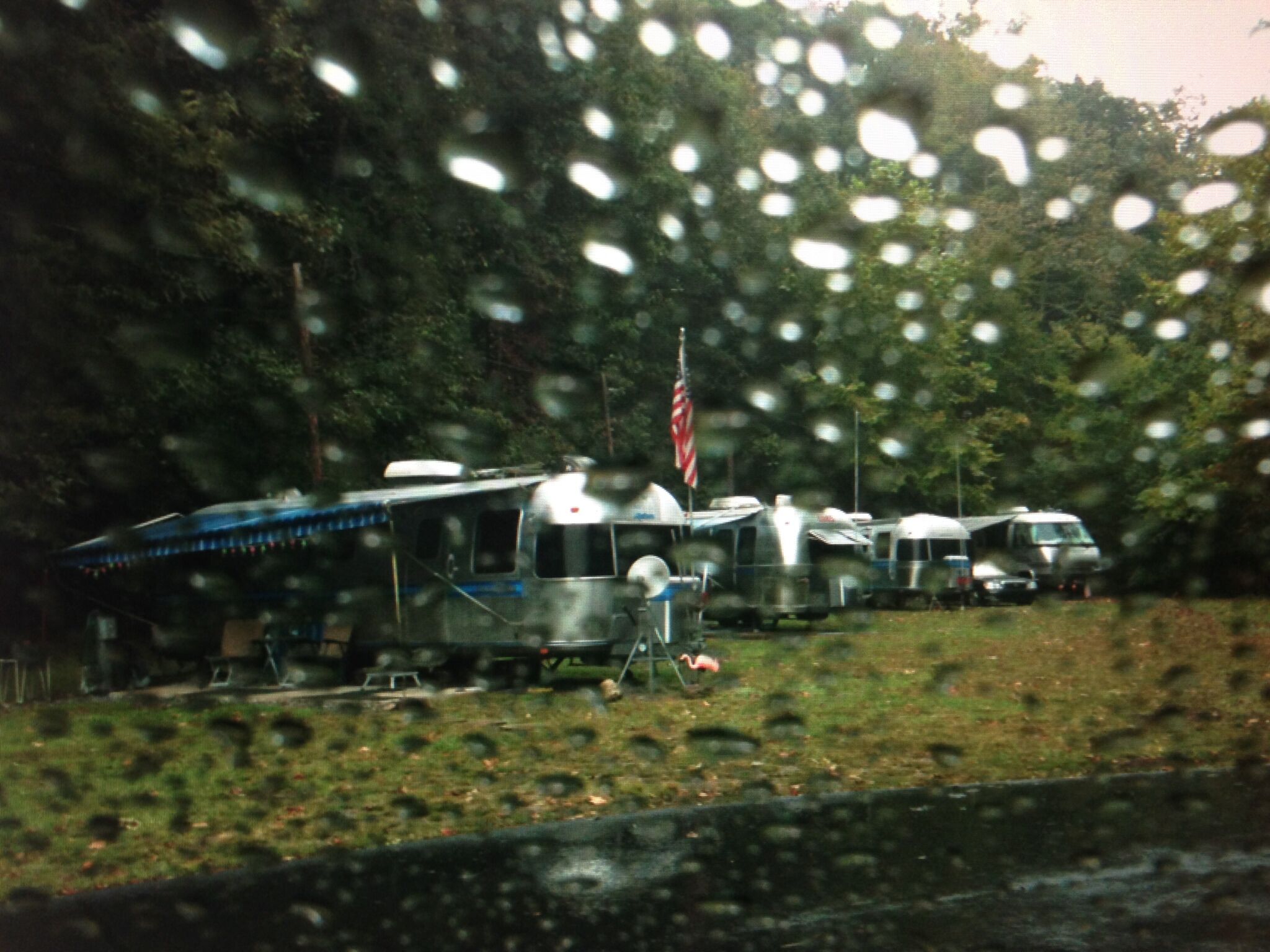 silver caravan in the rain .. north carolina