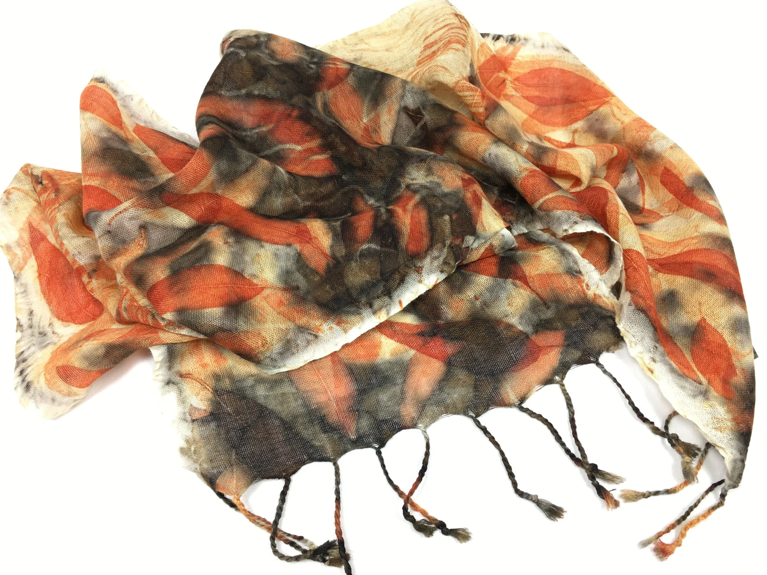  100% Wool Gauze table runner dyed with Eucalyptus and Iron. 