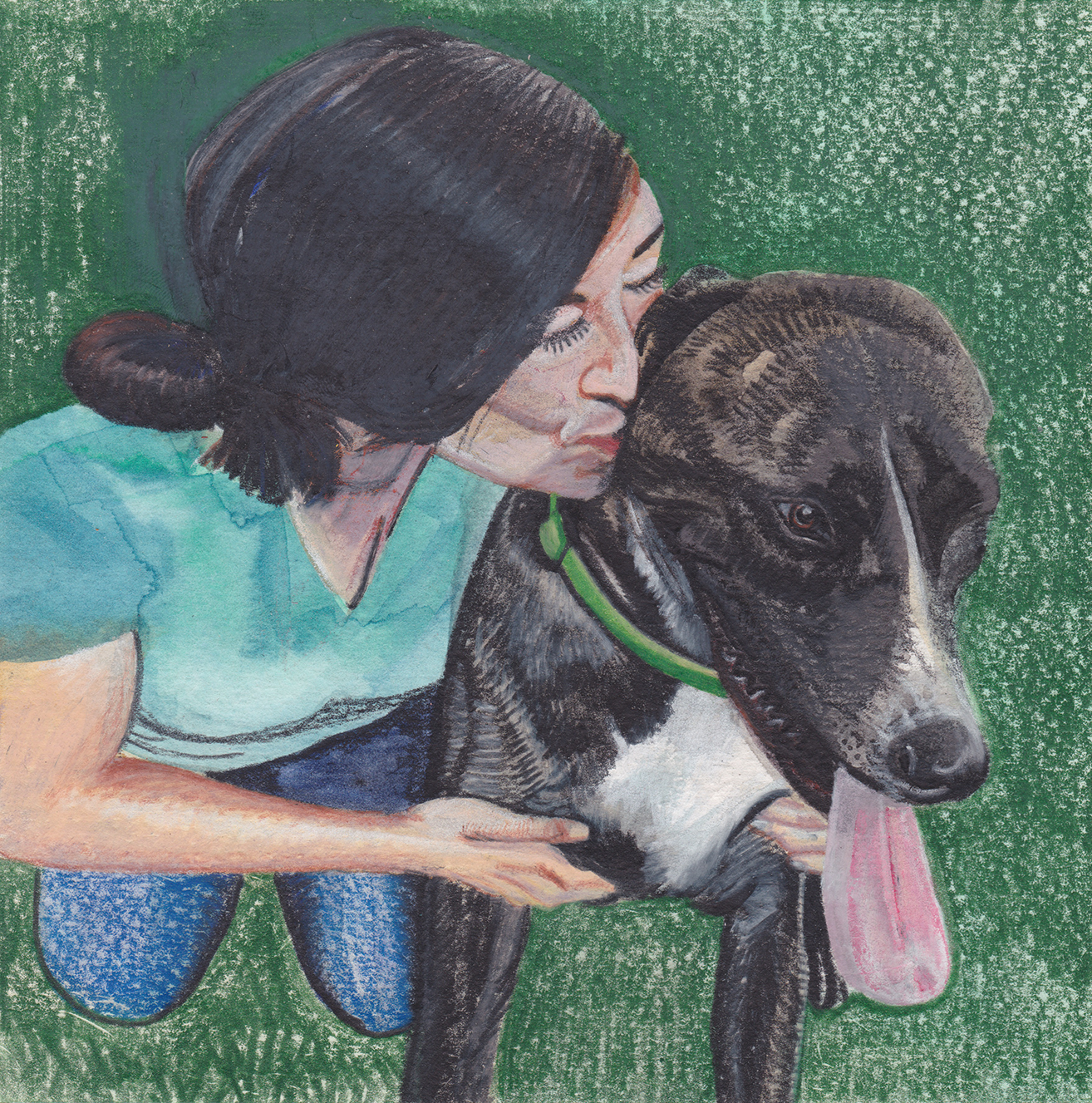 Untitled (Backyard love) Japanese Watercolor and Prismacolor on Paper July 2015 6 inches by 6 inches 