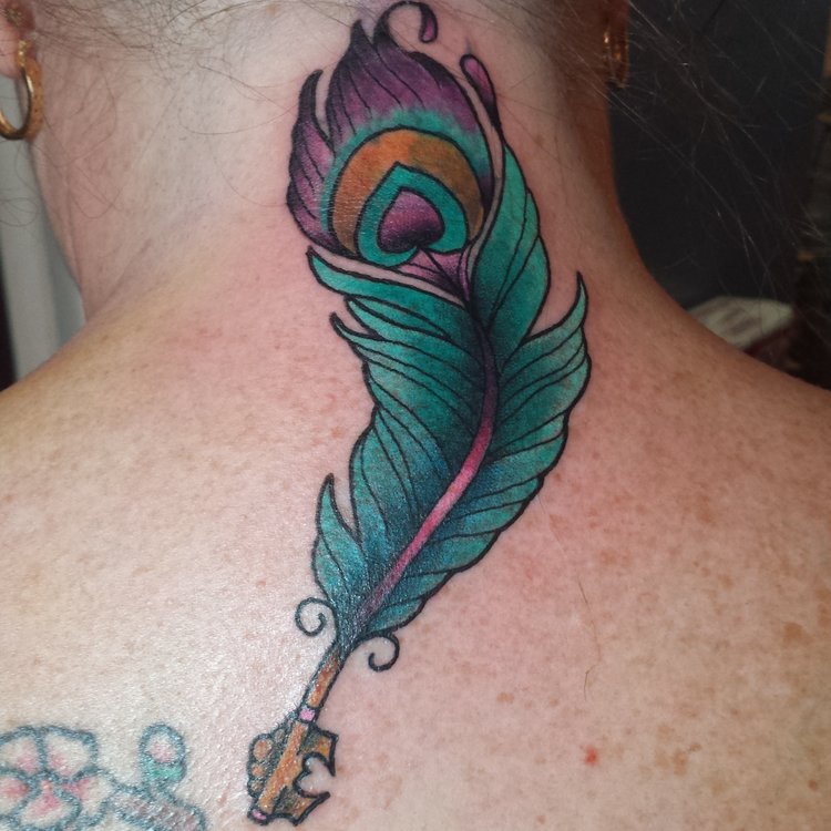 Weezy Cover up peacock key feather color — GOLD STRIPE TATTOO