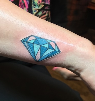 3d Blue Diamond Tattoo On Arm