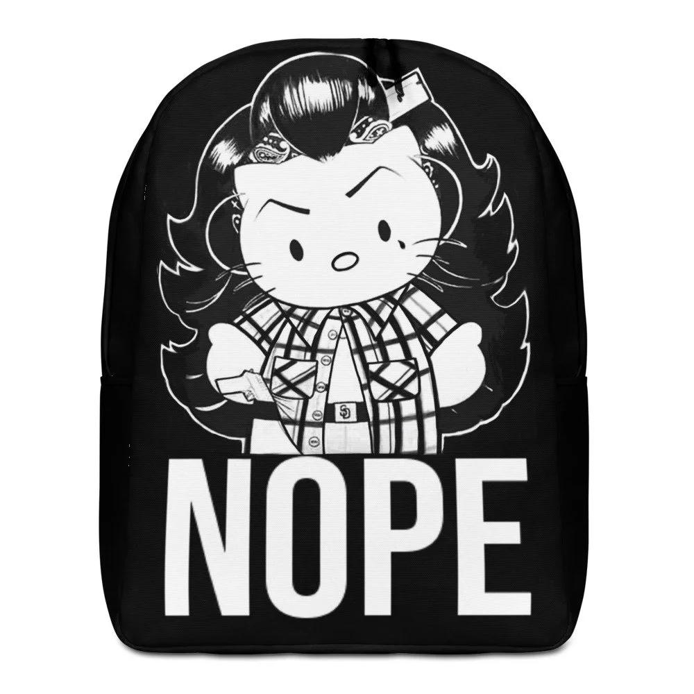 Oh Hell No Kitty Minimalist Backpack GOLD STRIPE TATTOO Oh Hell No Kitty Minimalist Backpack GOLD STRIPE TATTOO