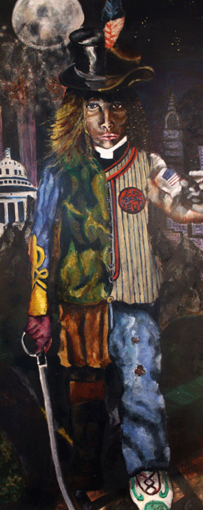Ego , 2013, oil on board, 80" x 28"