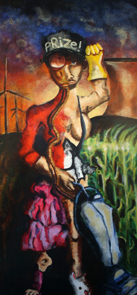 Superego , 2013, oil on board, 80" x 30"