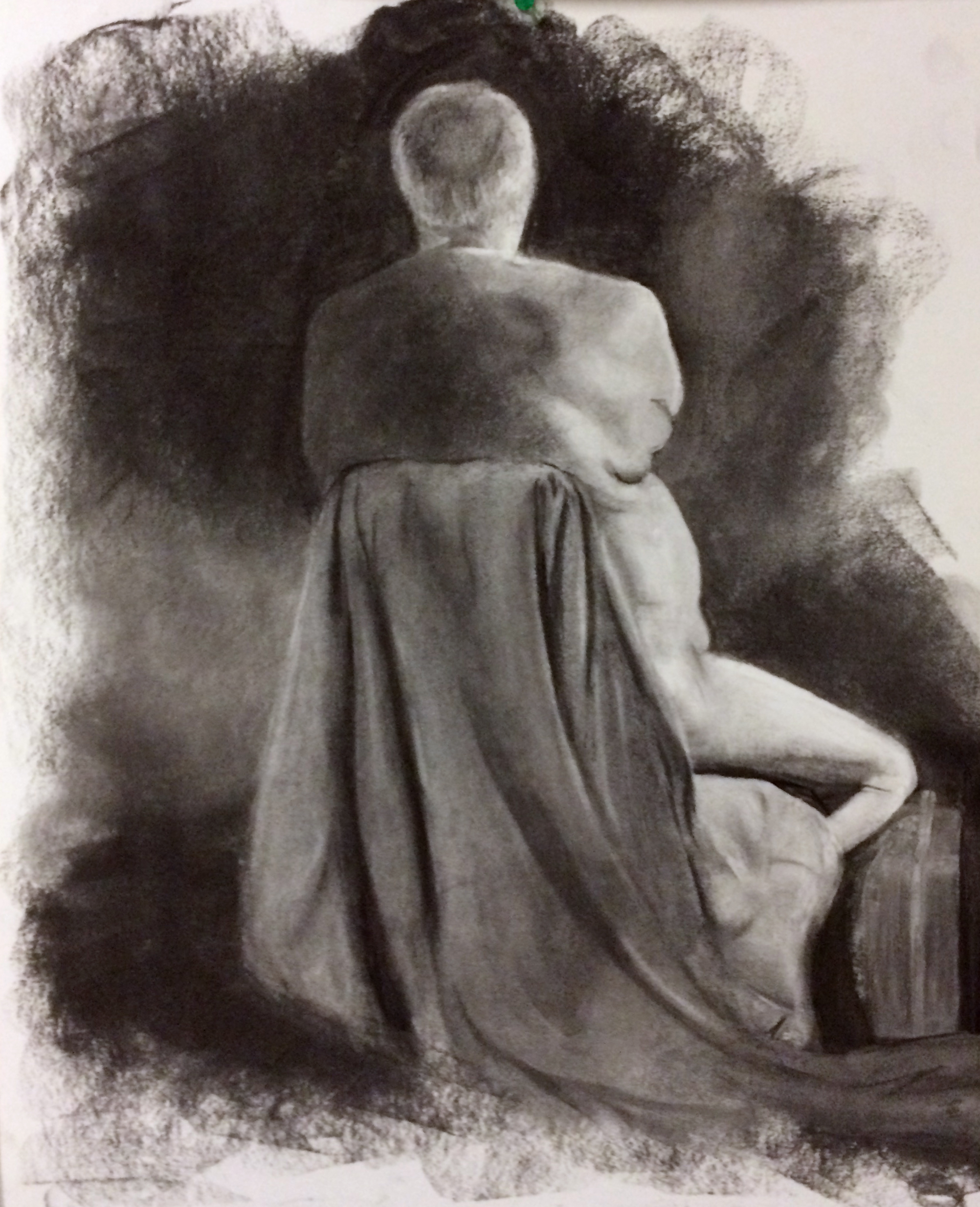 Drawing I , Winter 2016, figure drawing, charcoal on paper, 24" x 18"
