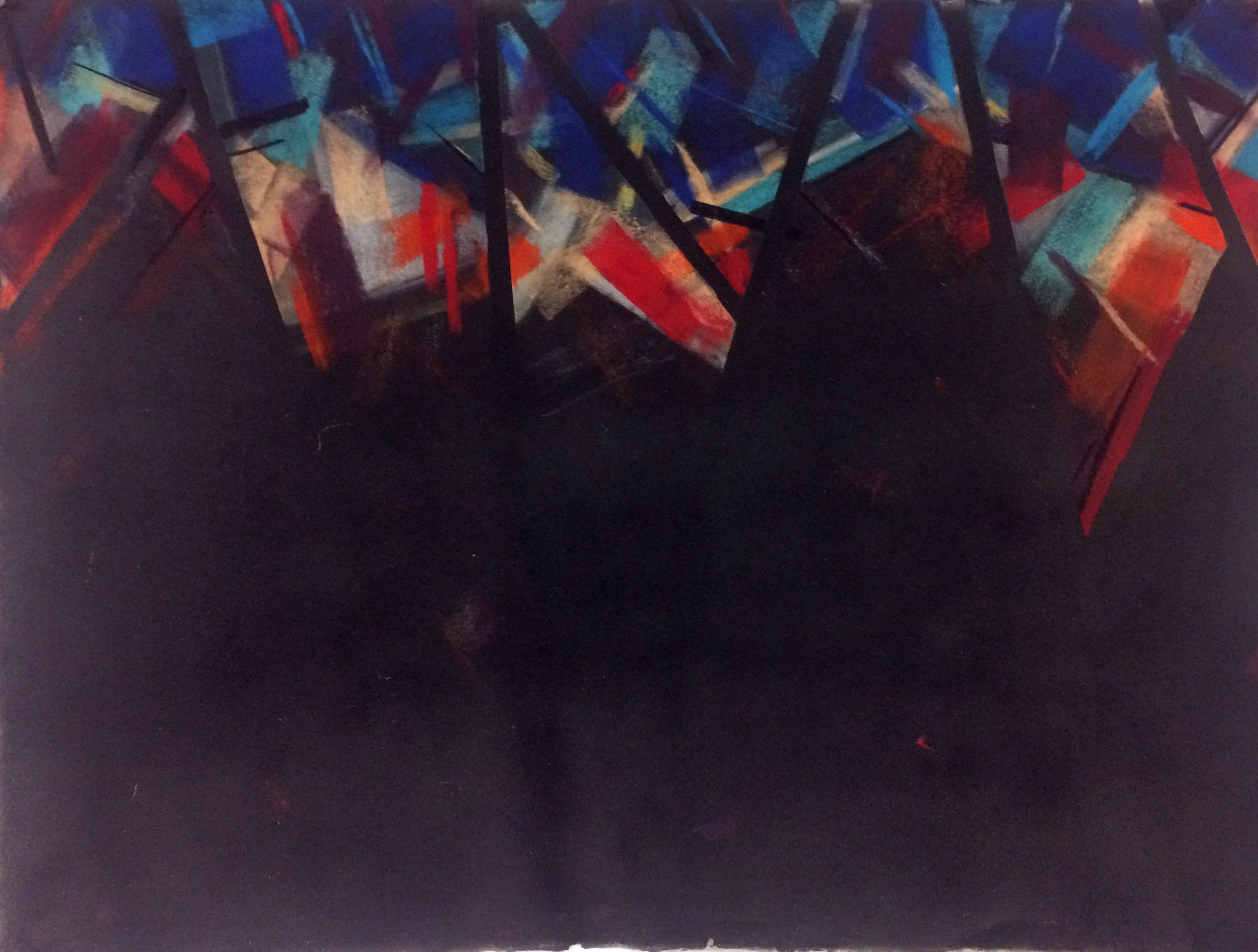 Drawing III , Spring 2017, Suprematism, spray paint and pastel on paper, 22" x 30"