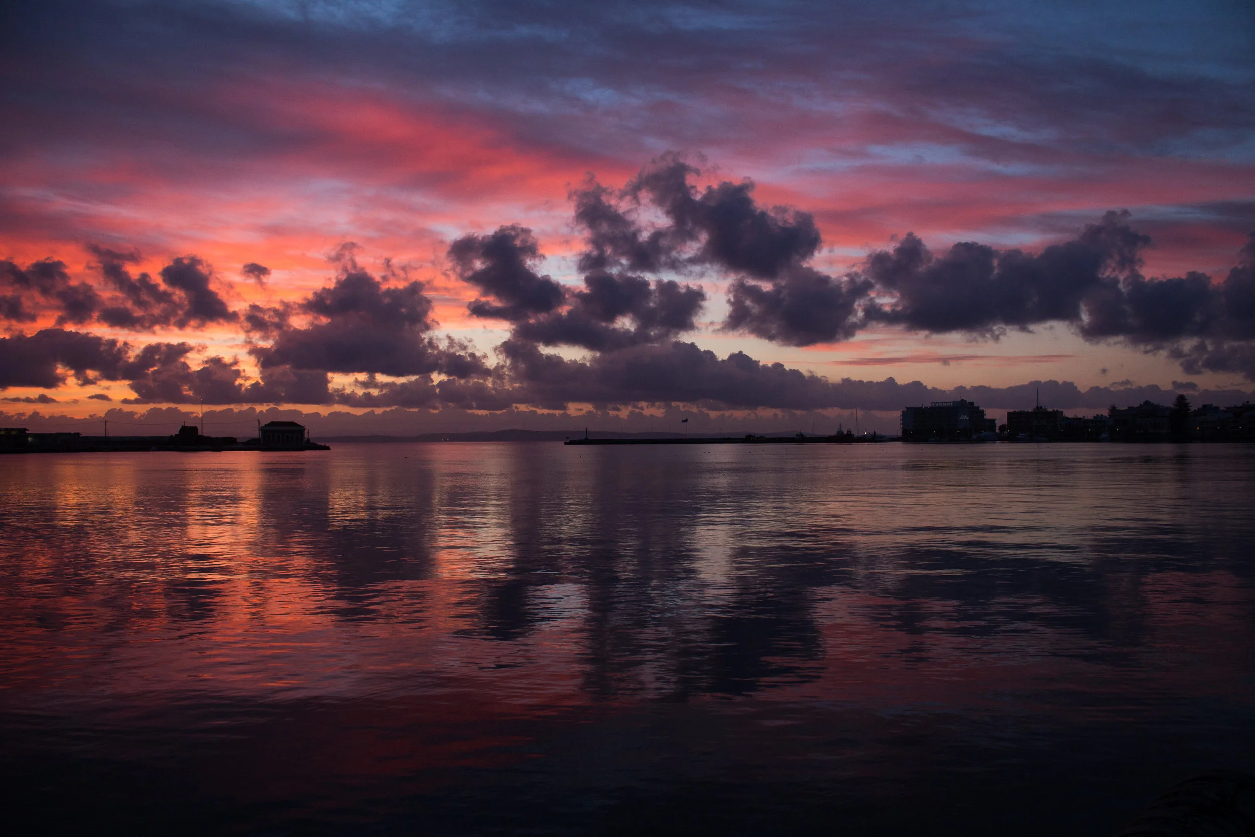  The sun rises on the port of Chios 