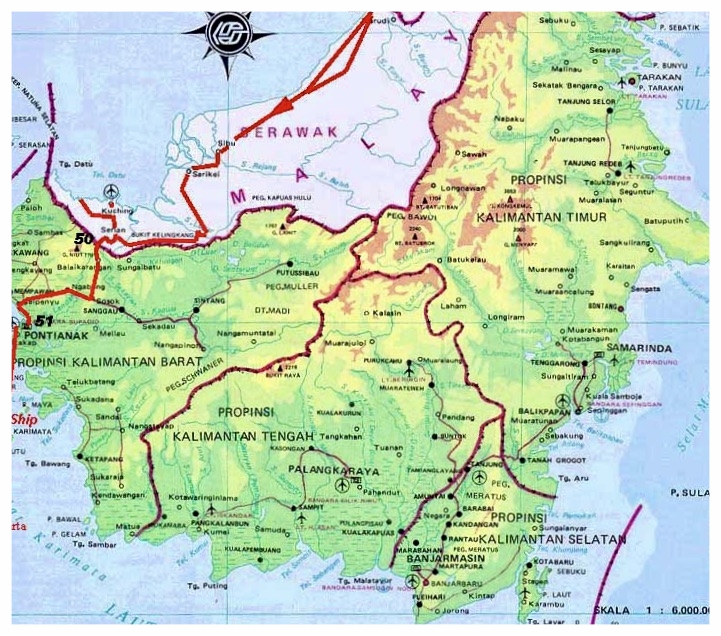 Map of Central Borneo (Kalimantan Tengah)