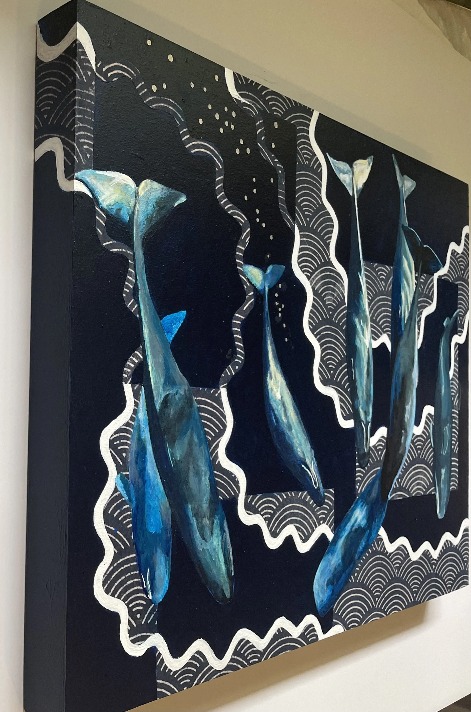 Sleeping Sperm Whales (side view)