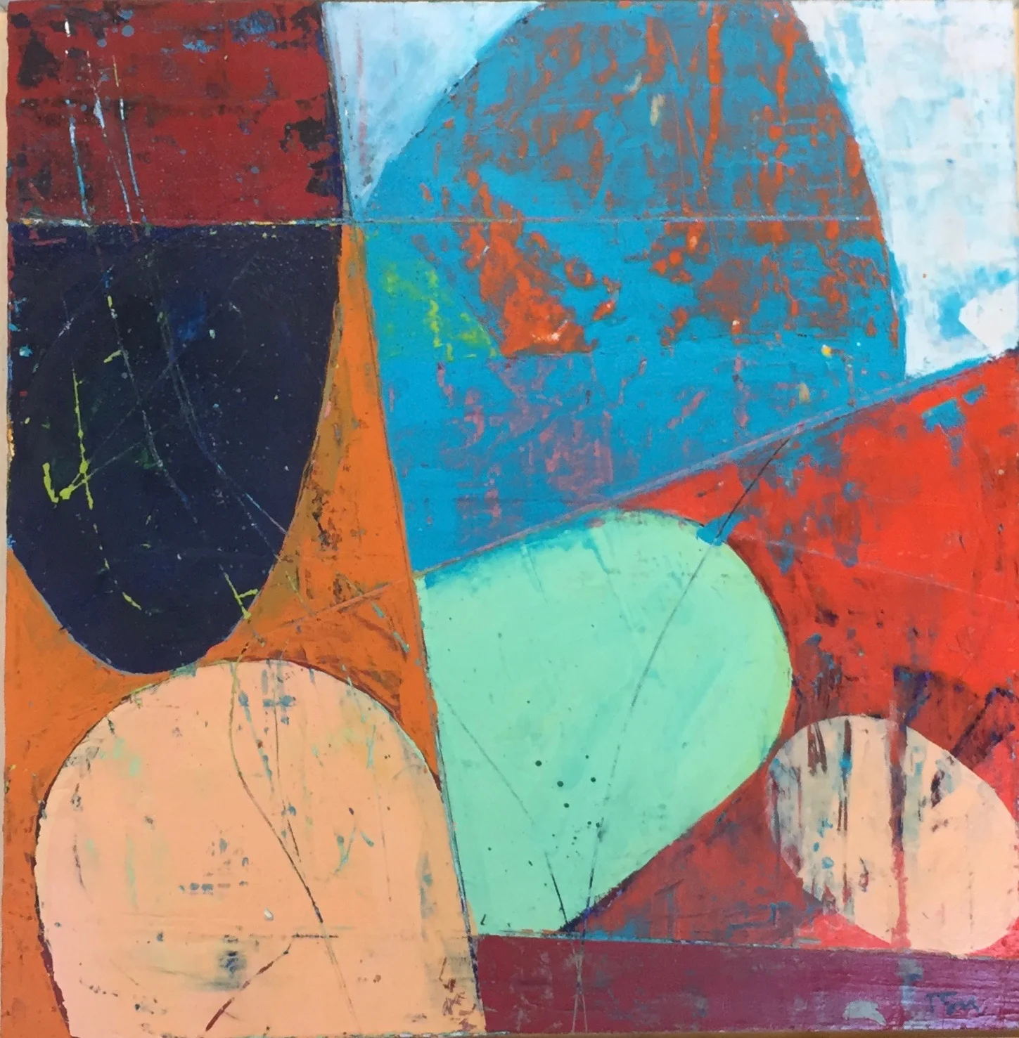 GETTING WARMER 12 x 12 mixed media on wood panel SOLD