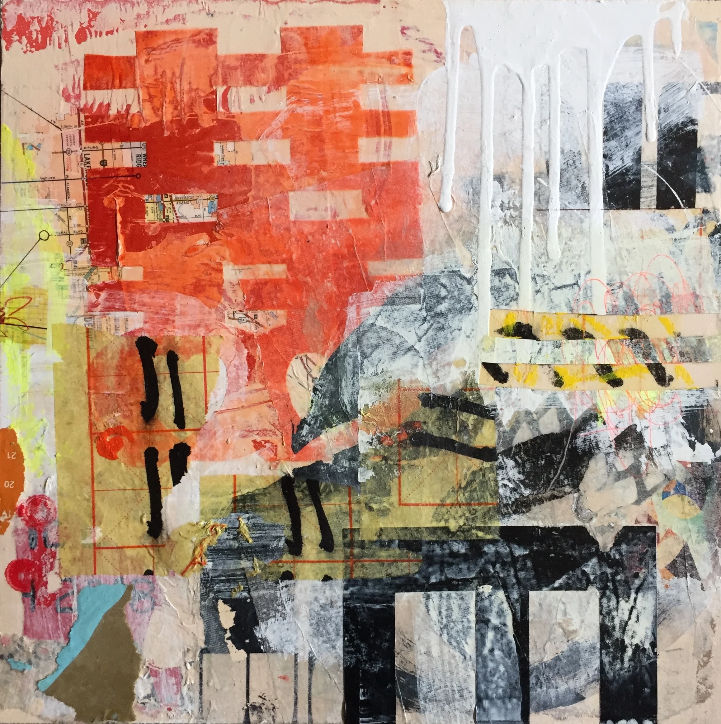 TWO 14 x 14 mixed media on wood