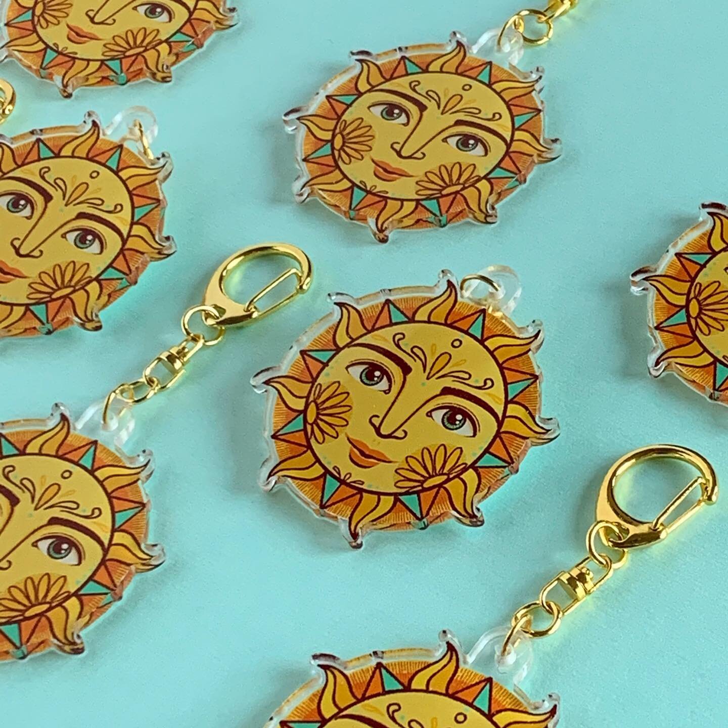 New sol keychains will be available in tomorrow&rsquo;s shop update.  11/5 at 1 pm PST.✨🌞✨ #thehappyskullstudio