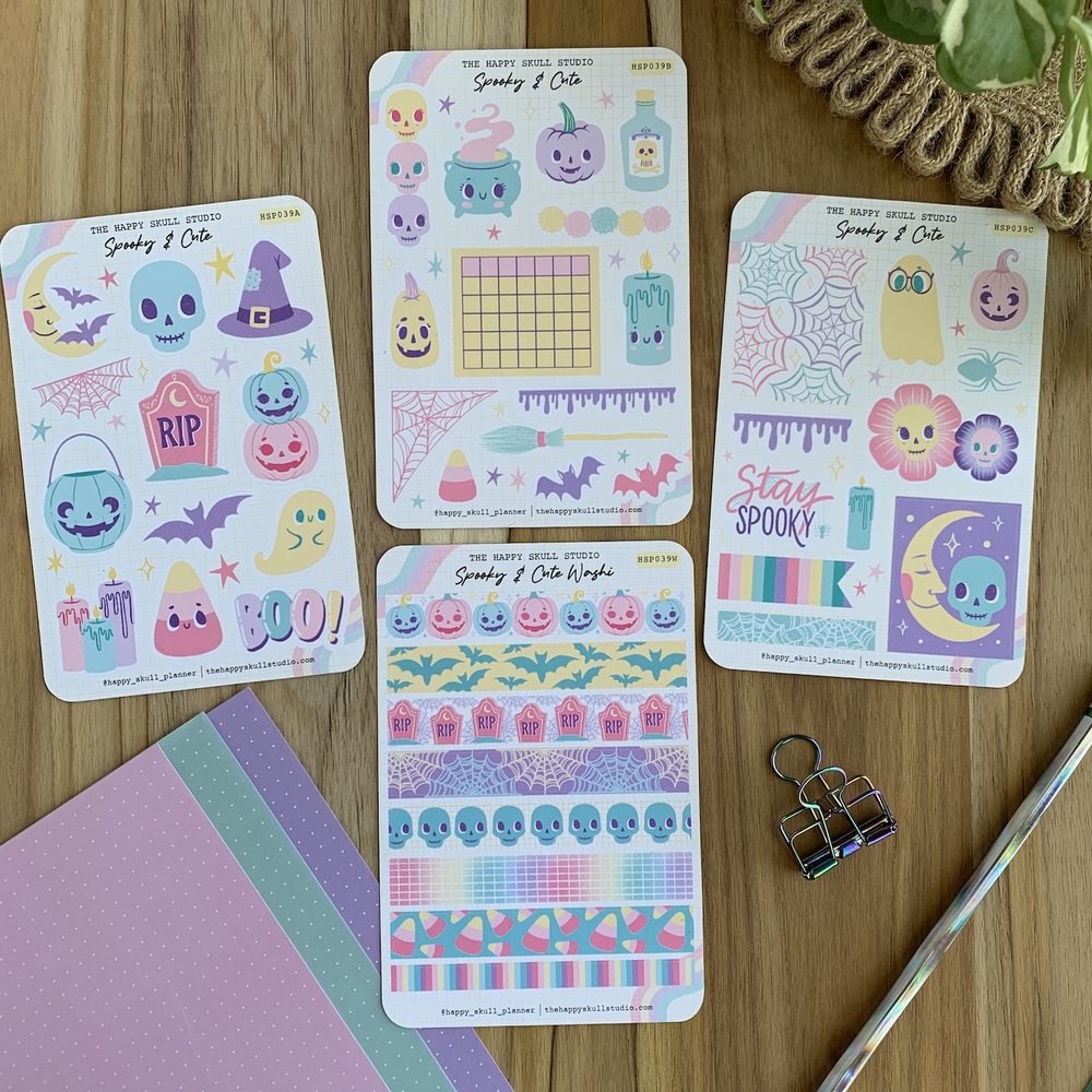 Spooky & Cute-Planner Sticker Sheet — THE HAPPY SKULL STUDIO