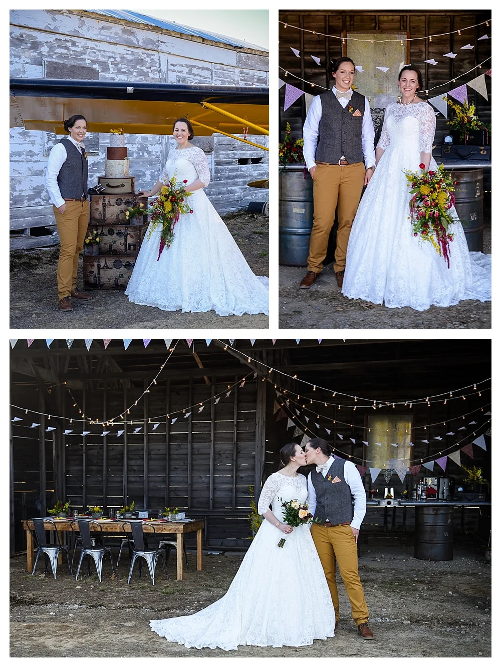 Amelia Earhart Vintage Hangar Wedding Two Brides Venue Wedding Cake .jpg