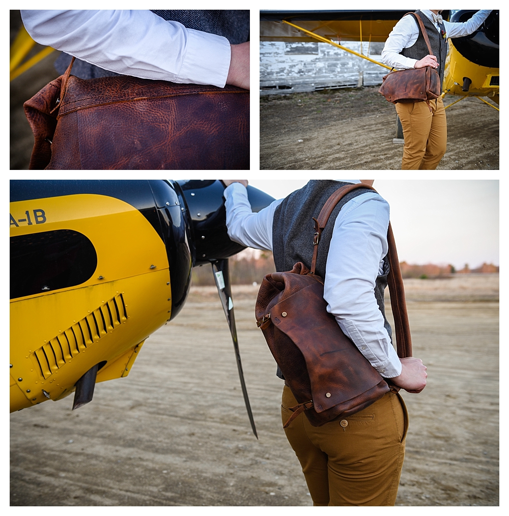 Amelia Earhart Vintage Hangar Wedding Bride Maine Leather Company Duffle Bag.jpg