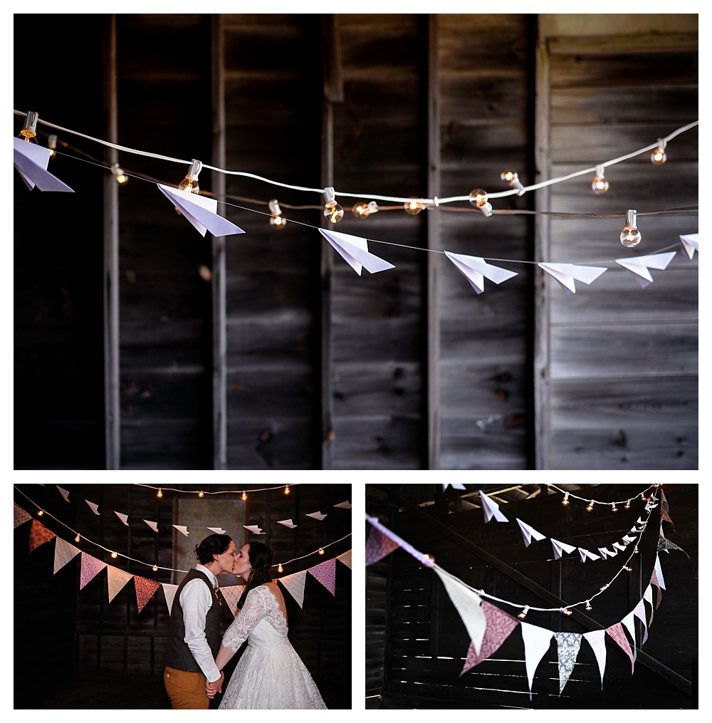 Amelia Earhart Vintage Hangar Wedding Two Brides Paper Airplane Garland Lighting .jpg