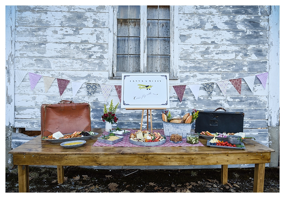 Amelia Earhart Vintage Hangar Wedding Black Tie Company Appetizer Table Display.jpg