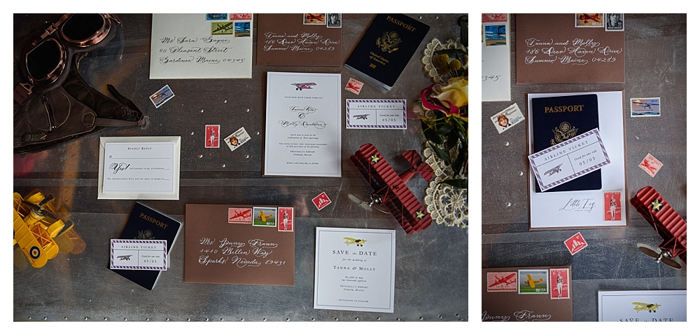 Amelia Earhart Vintage Hangar Wedding Invitation Suite Little Ivy Papergoods Margo Dittmer Letter Artist Calligraphy  Flat Lay .jpg