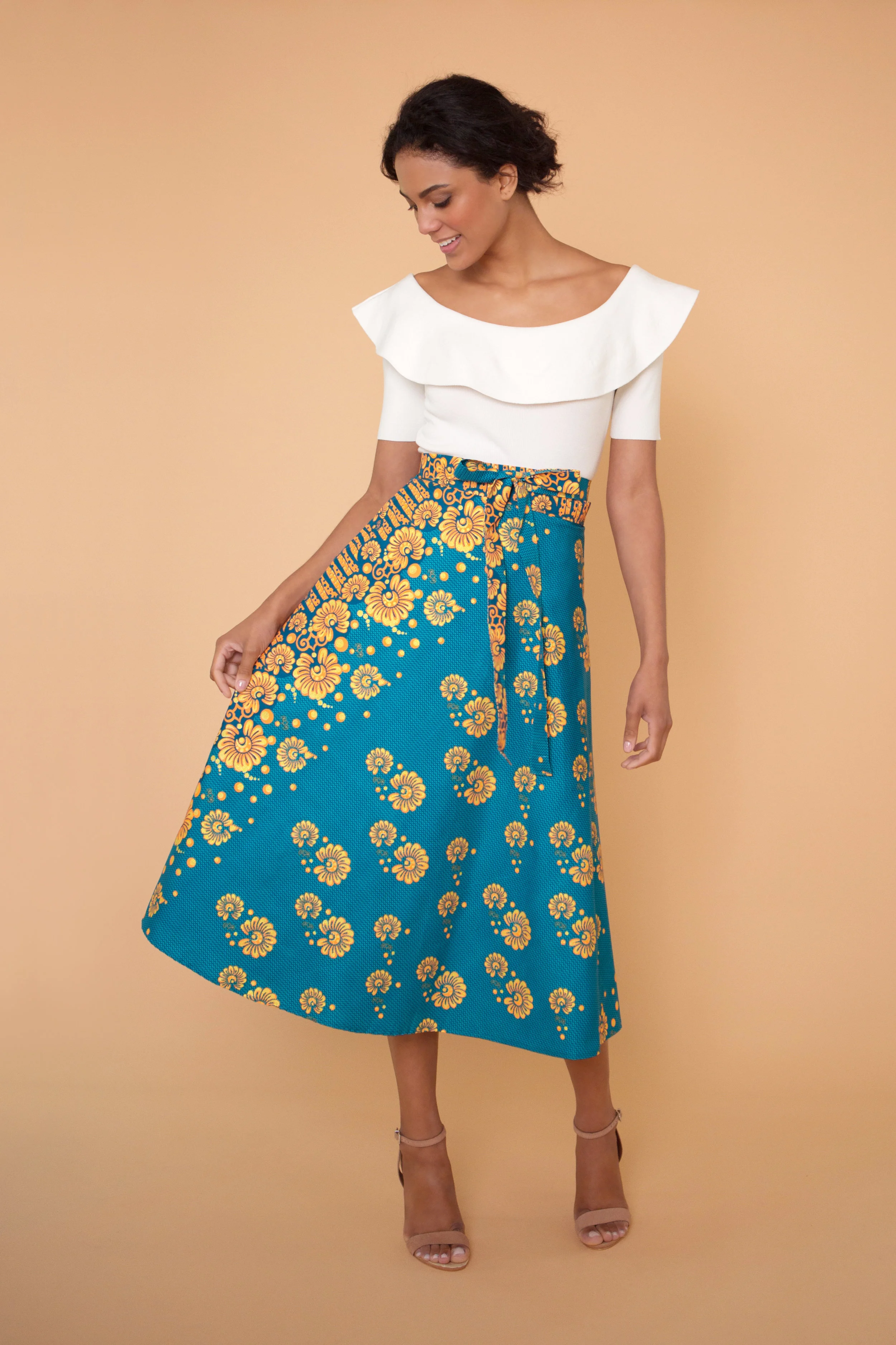 Floating Flowers Wrap Skirt